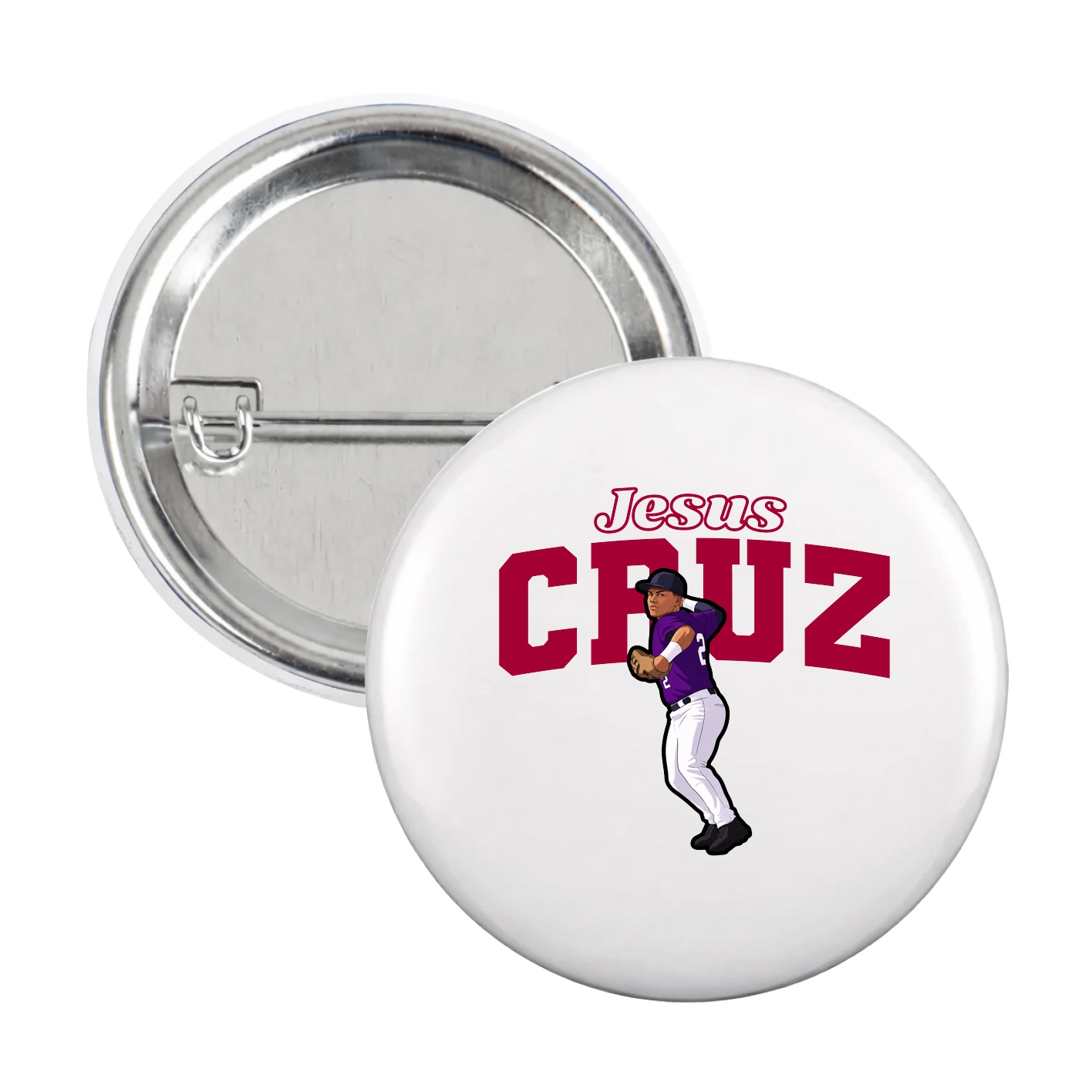Game Day Button — Name Arch in White
