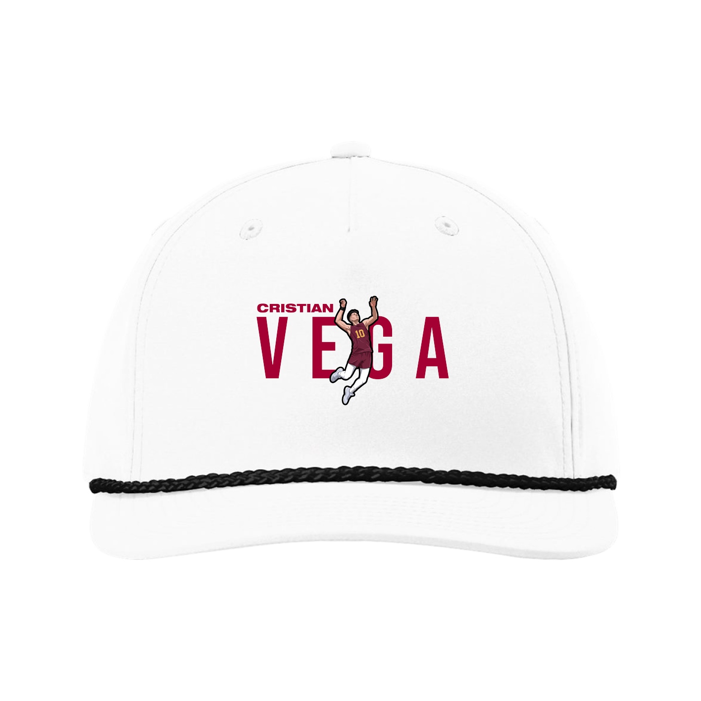 Five-Panel Classic Rope Cap — Player Name in White