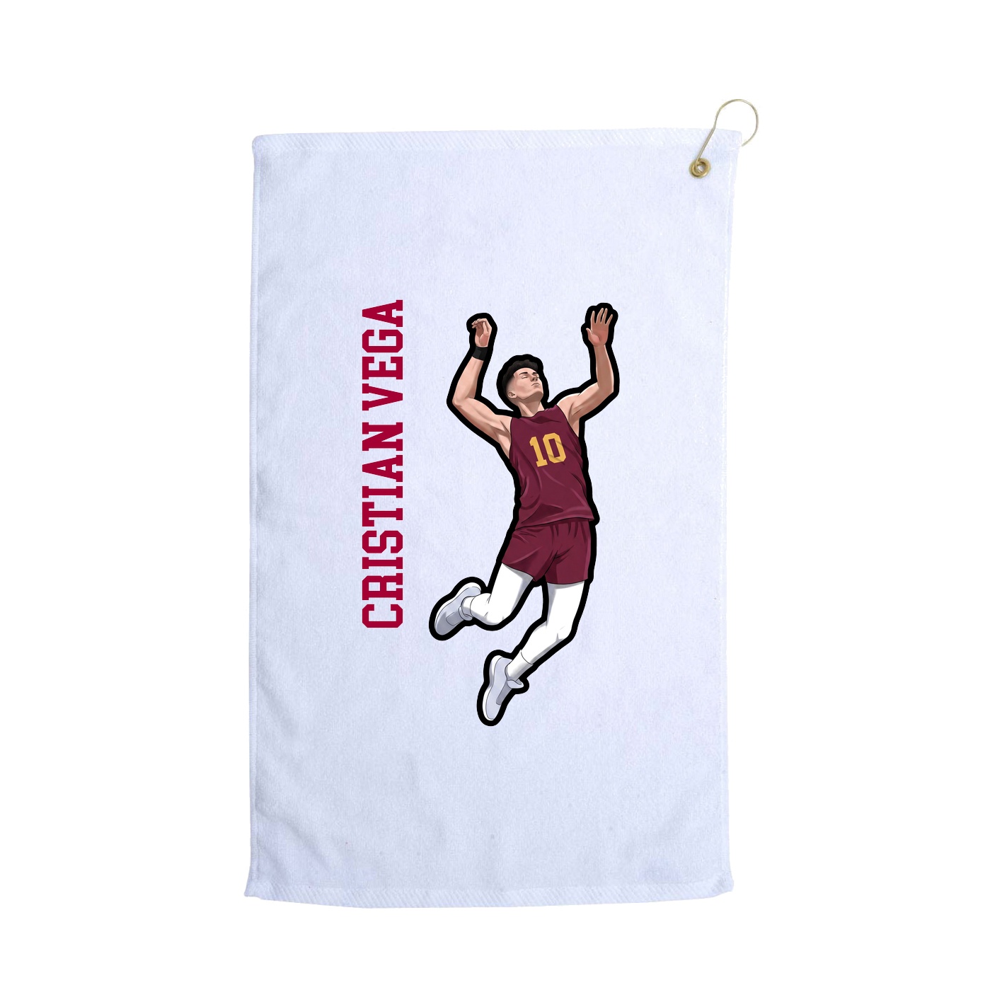 Golf Towel — Name Vertical in White