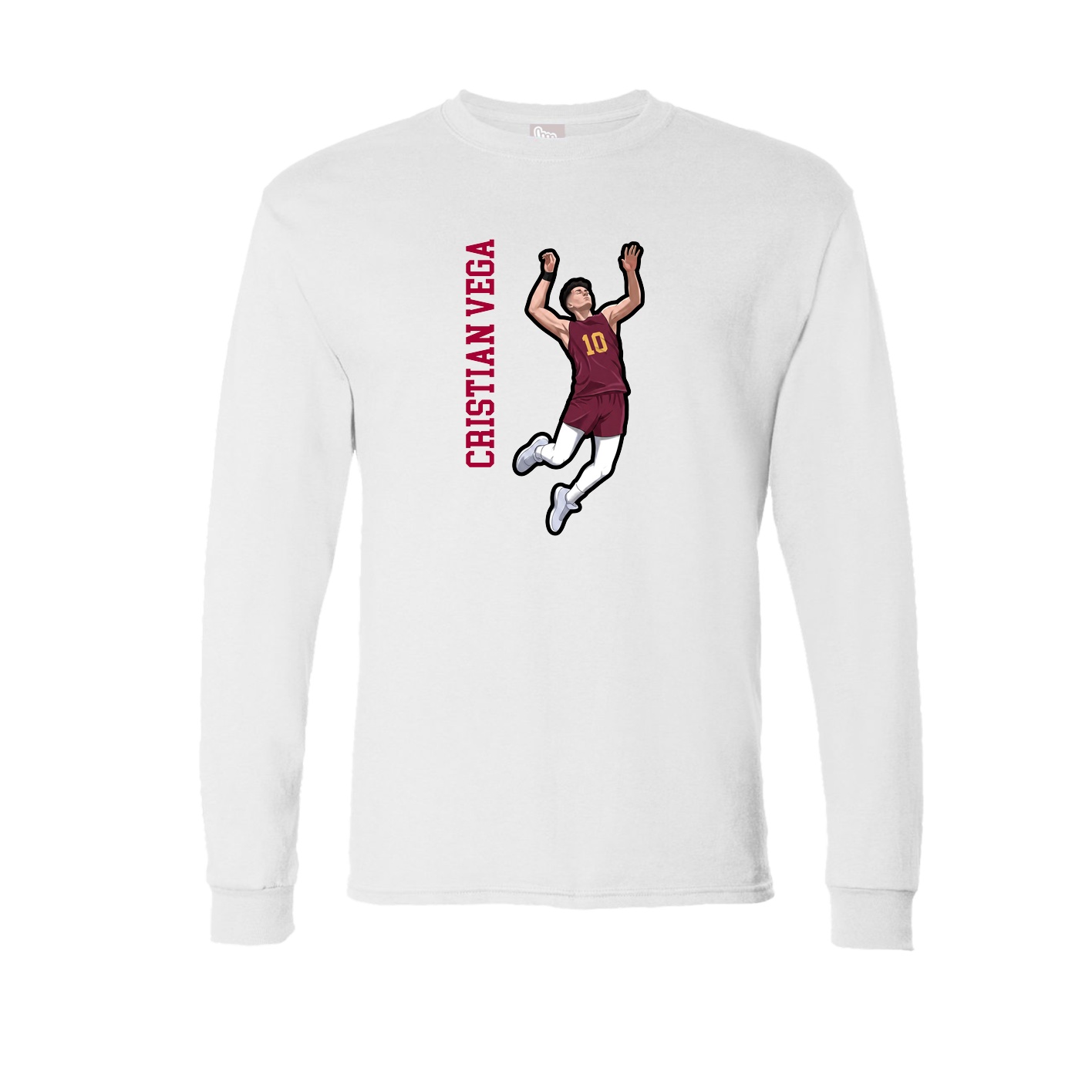 Long Sleeve Tee — Name Vertical in White