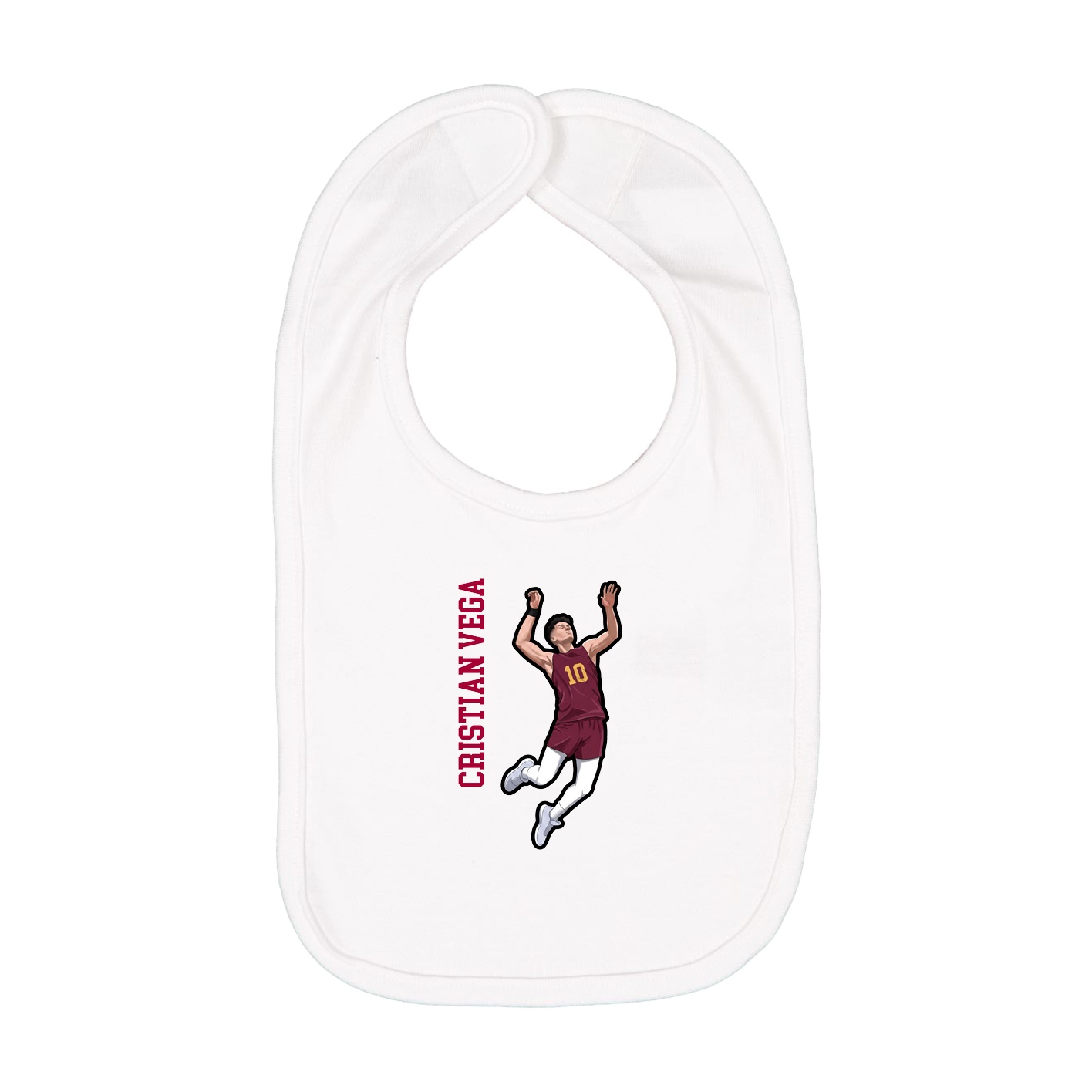 Infant Bib — Name Vertical in White