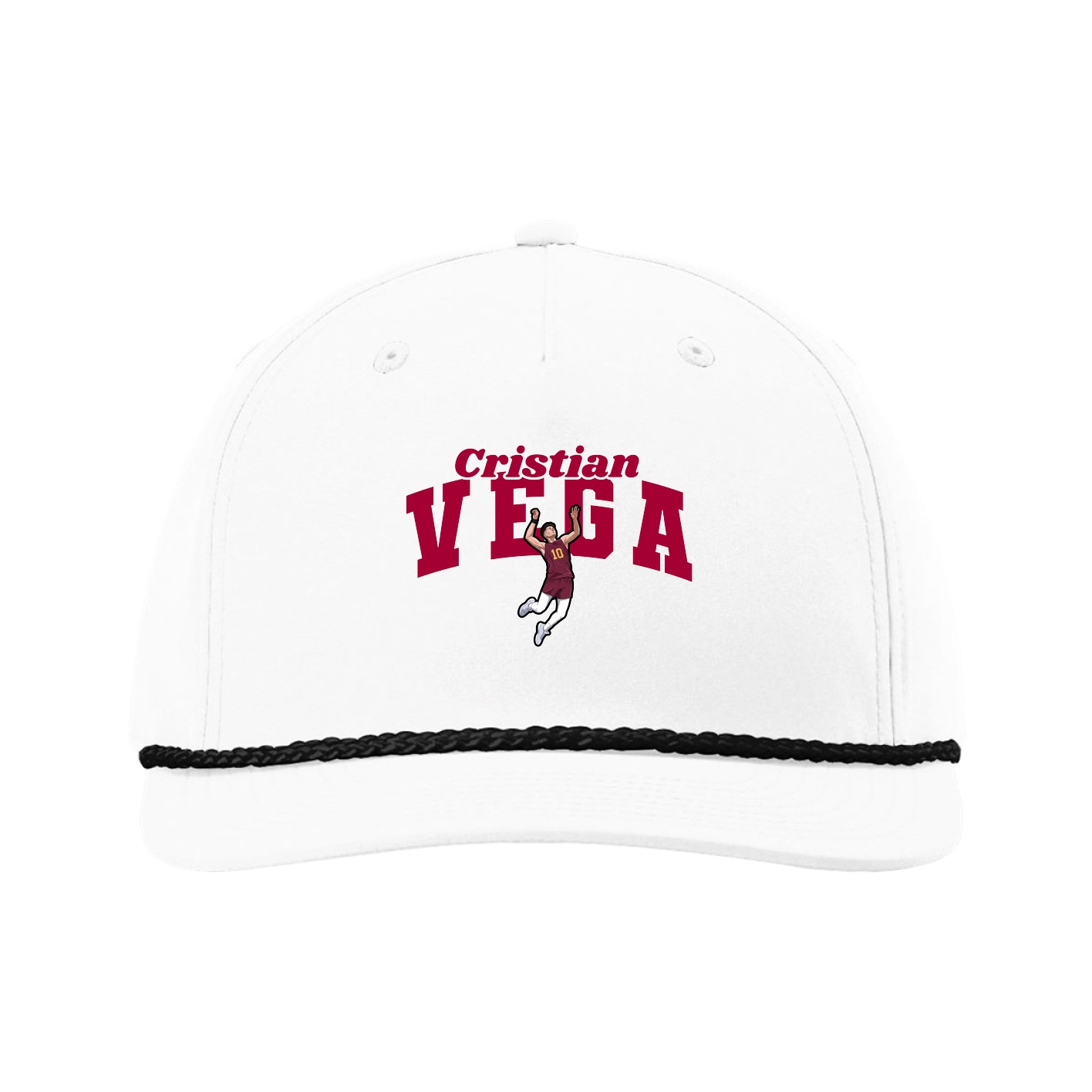 Five-Panel Classic Rope Cap — Signature Arch in White