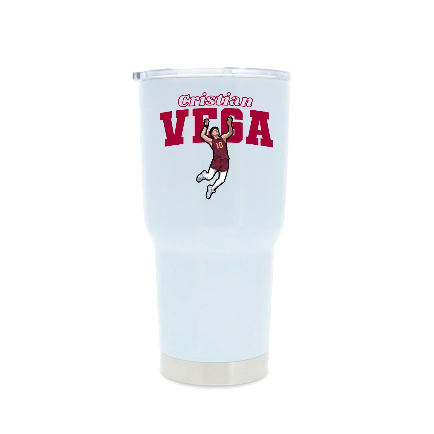 30oz Stainless Steel Tumbler — Name Arch in White
