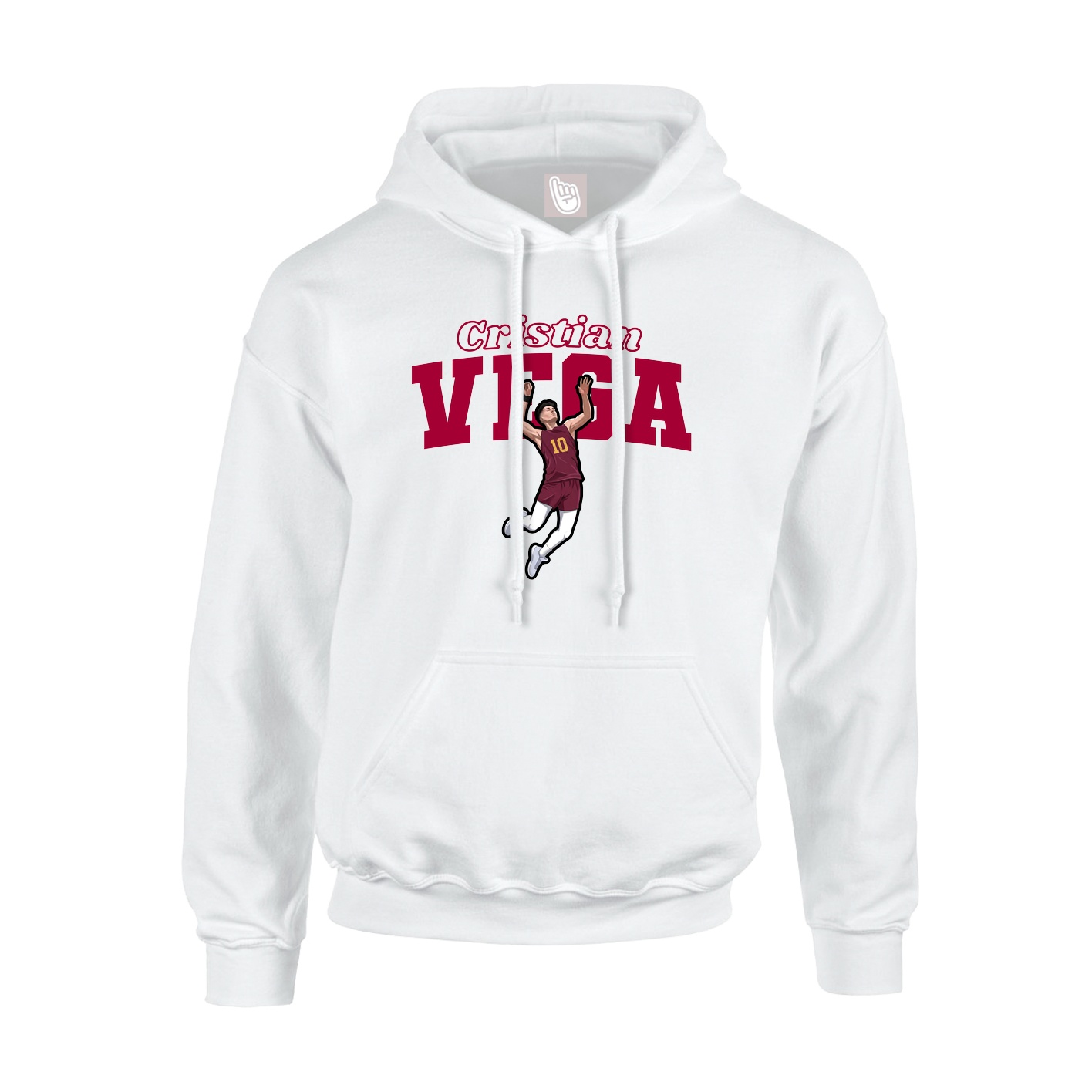 Youth Hoodie — Name Arch in White