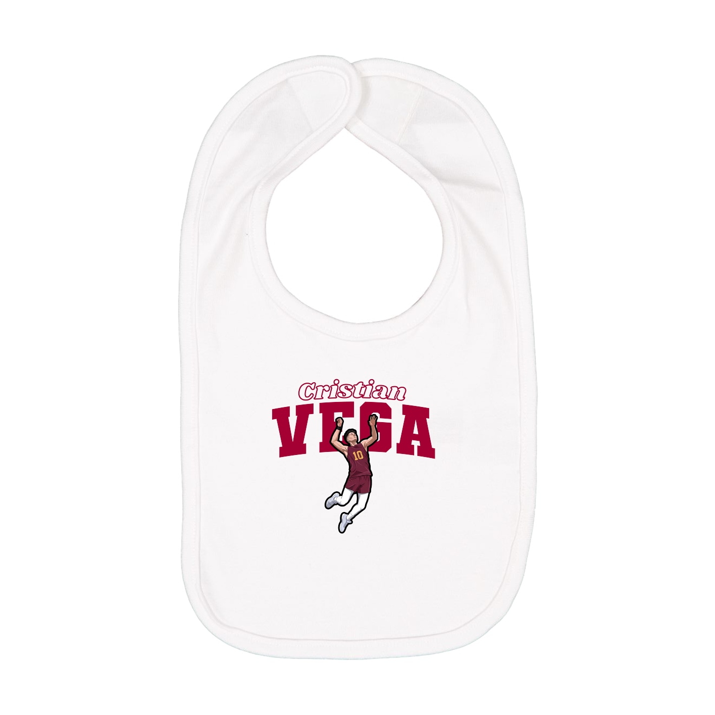 Infant Bib — Name Arch in White