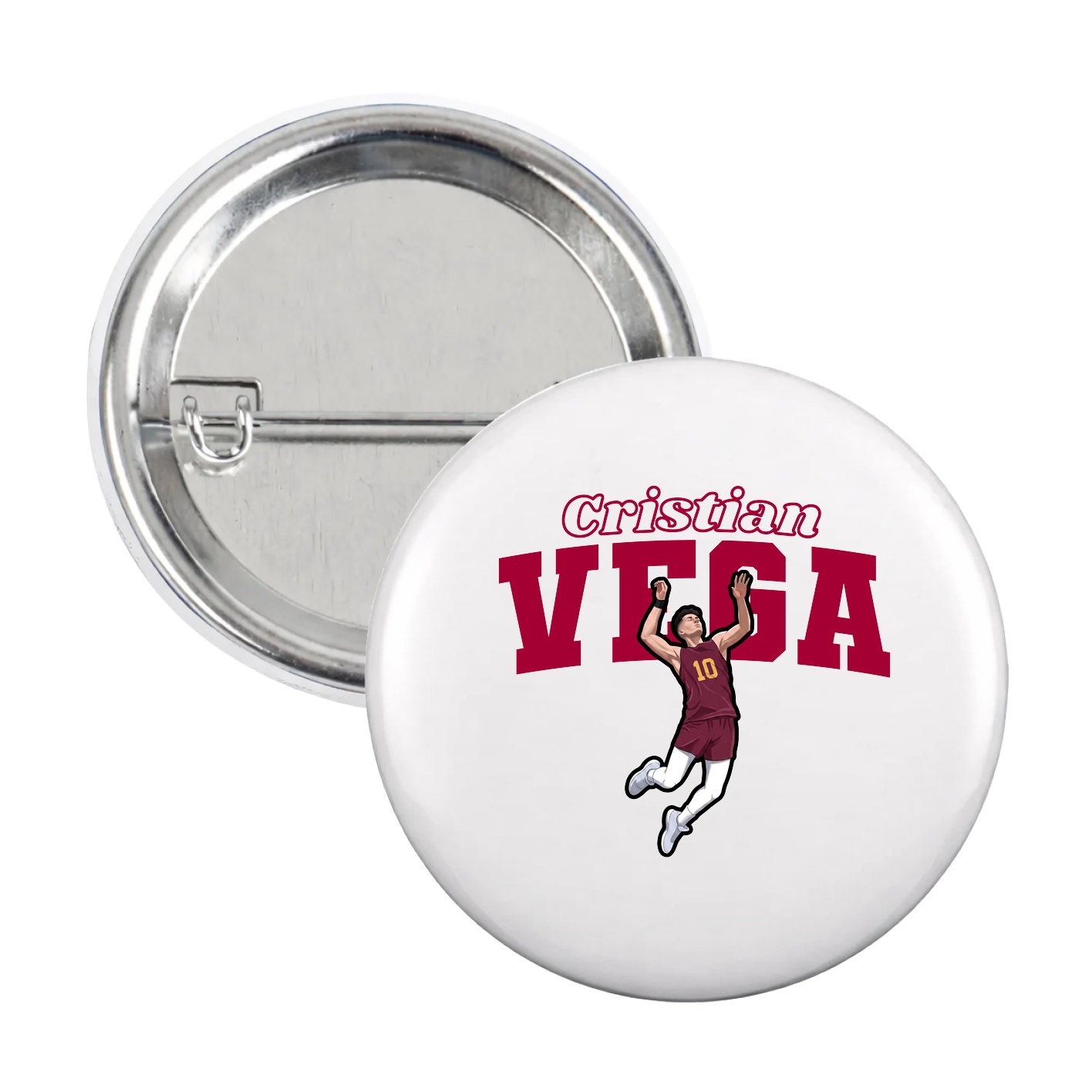 Game Day Button — Name Arch in White