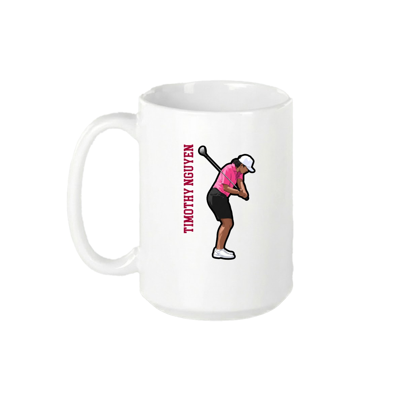 15oz Coffee Mug — Name Vertical in White