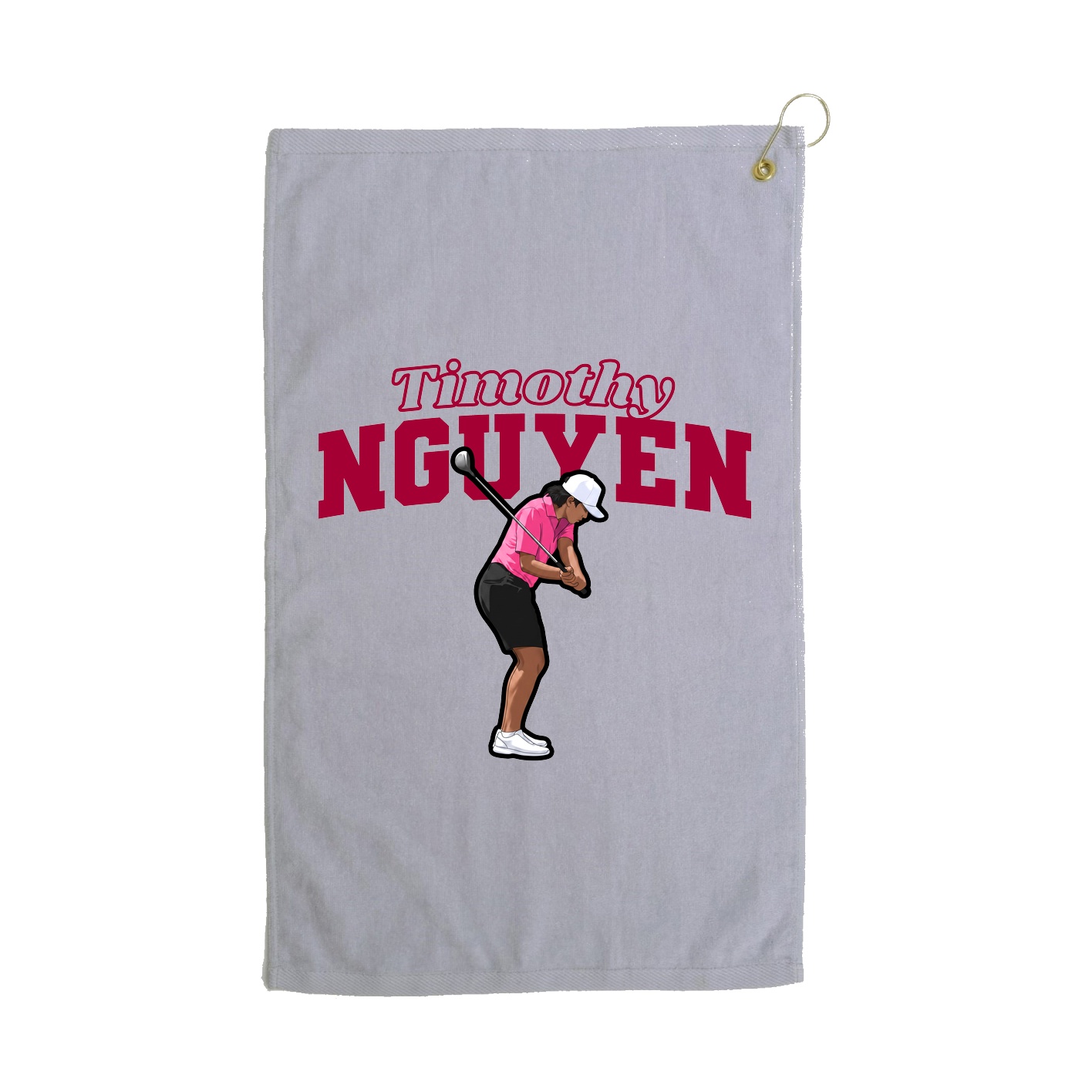 Golf Towel — Name Arch in Grey