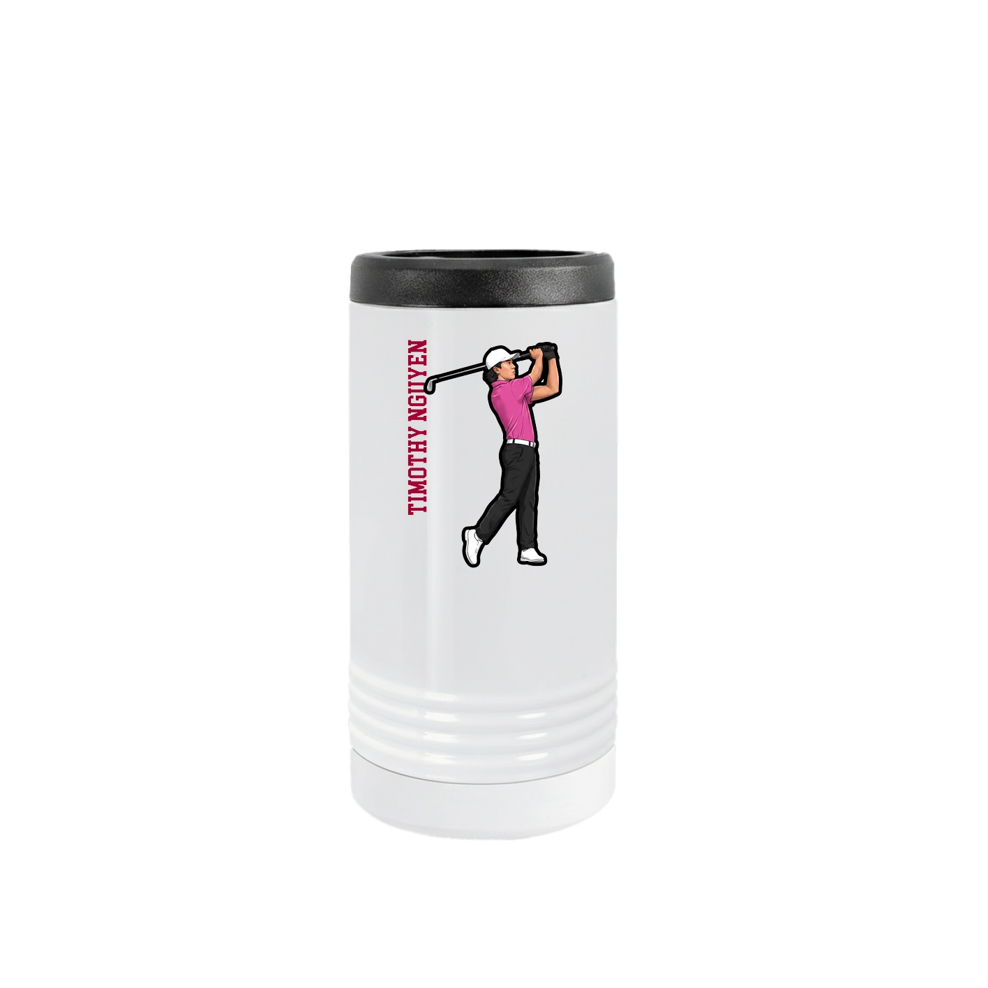 Slim Beverage Holder — Name Vertical in White
