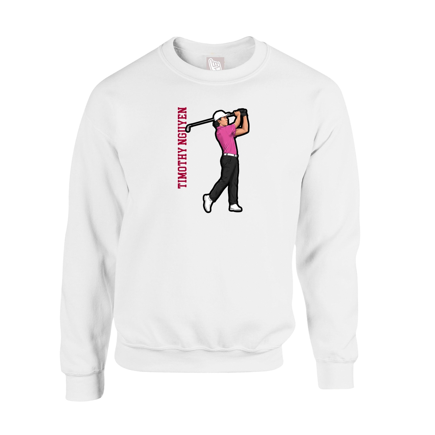 Fleece Crew — Name Vertical in White