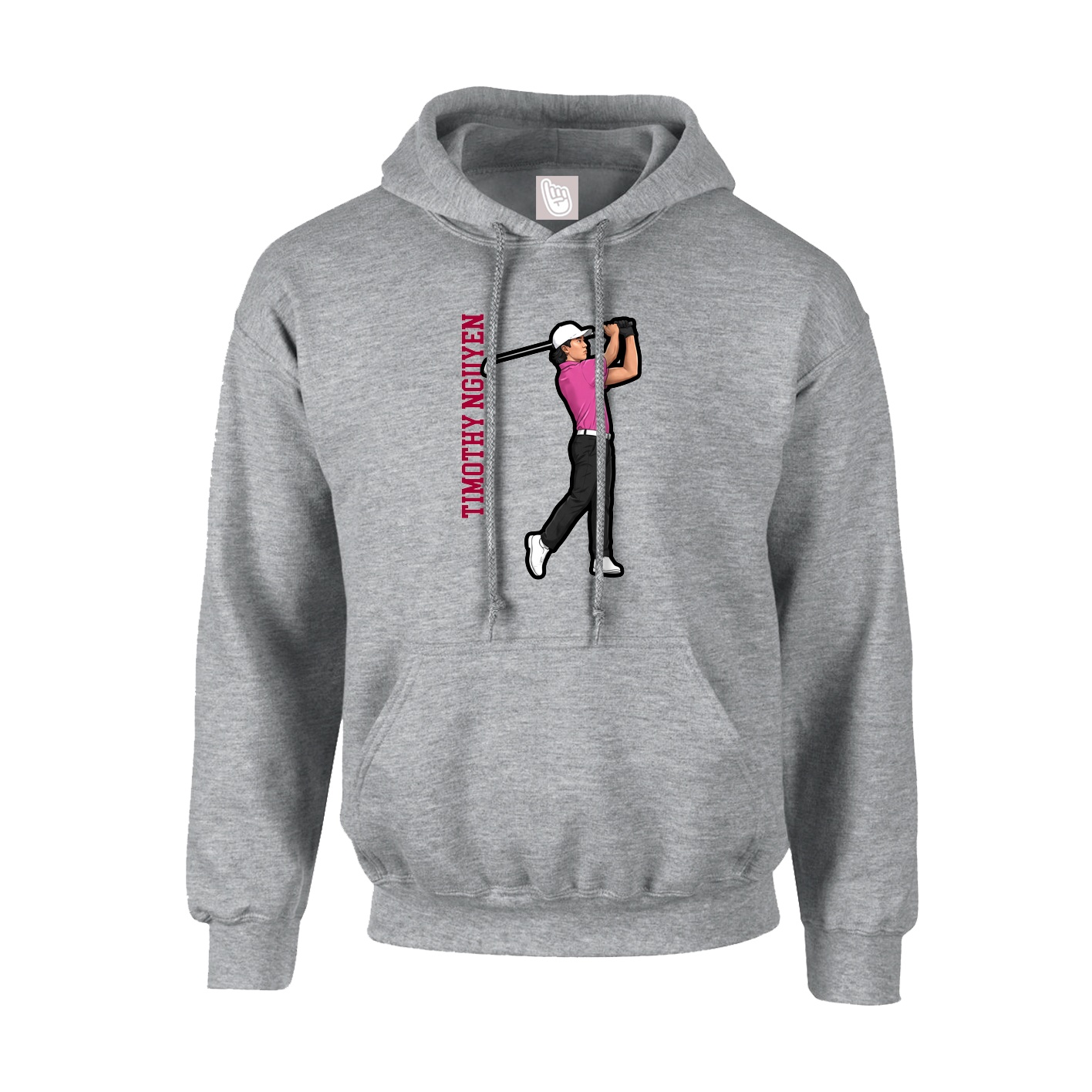 Youth Hoodie — Name Vertical in Grey