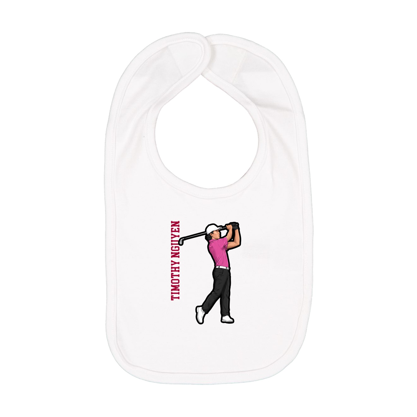 Infant Bib — Name Vertical in White