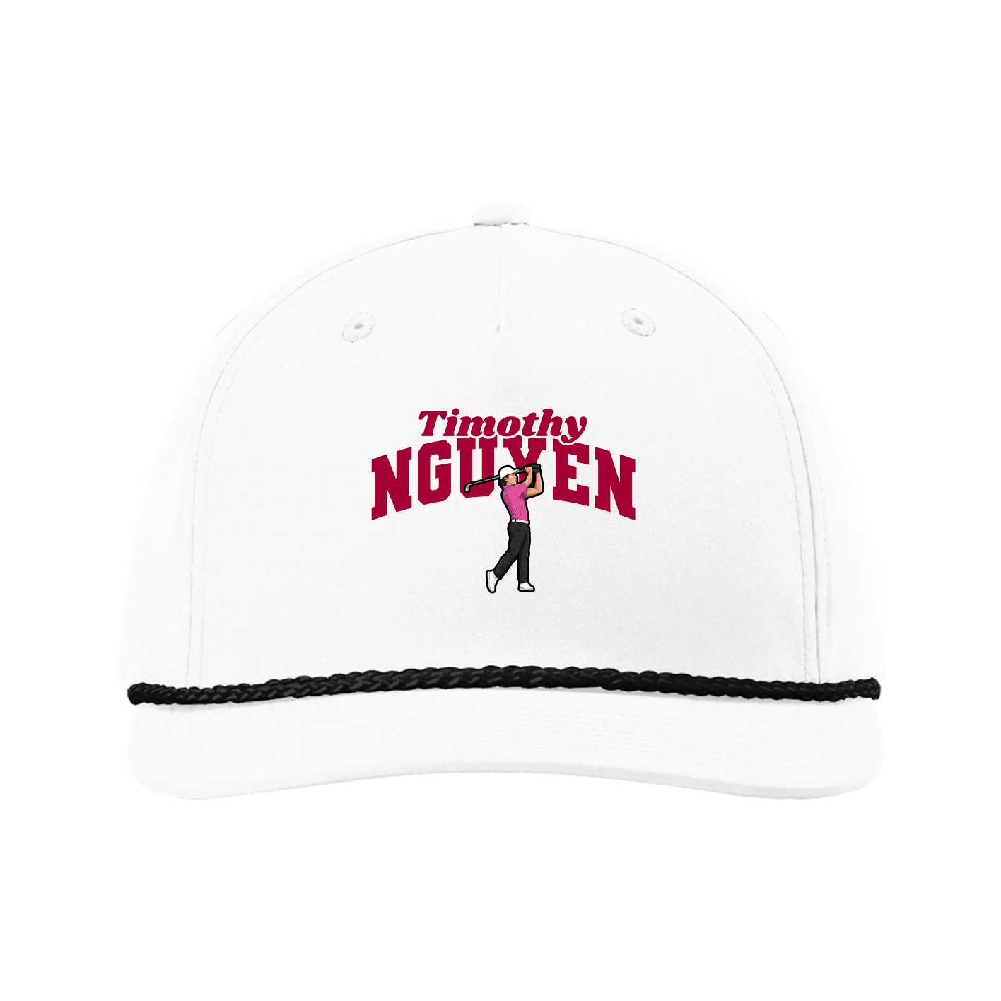 Five-Panel Classic Rope Cap — Signature Arch in White