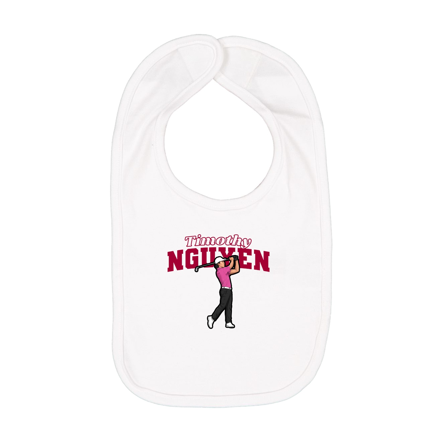 Infant Bib — Name Arch in White
