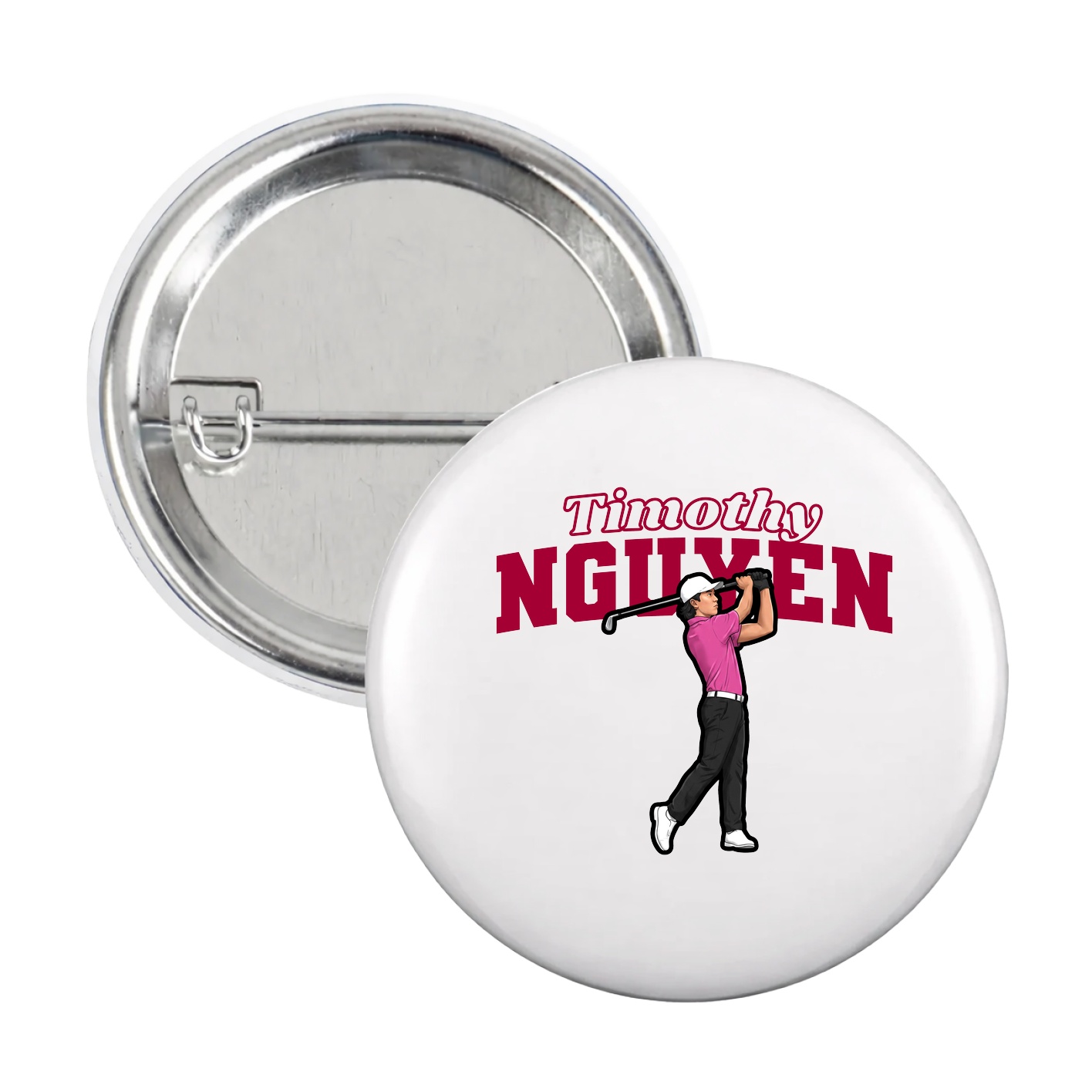 Game Day Button — Name Arch in White