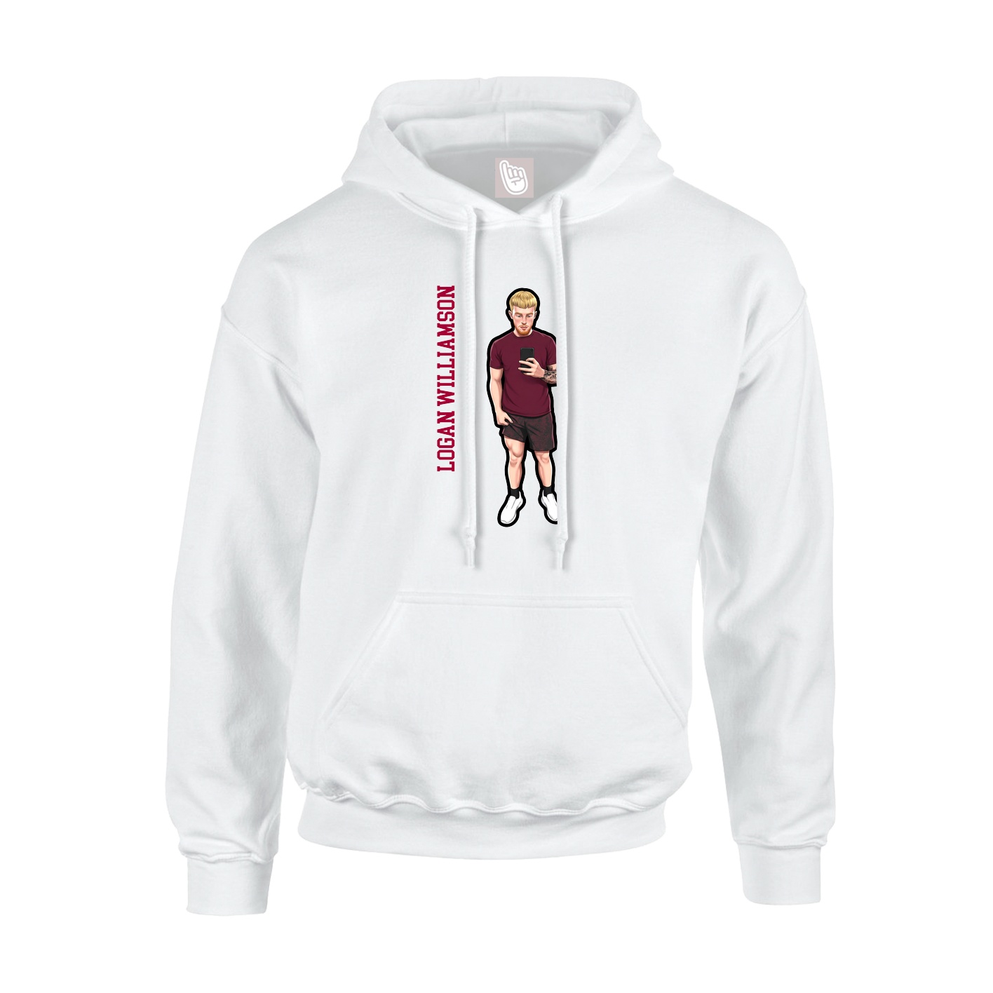 Hoodie — Name Vertical in White