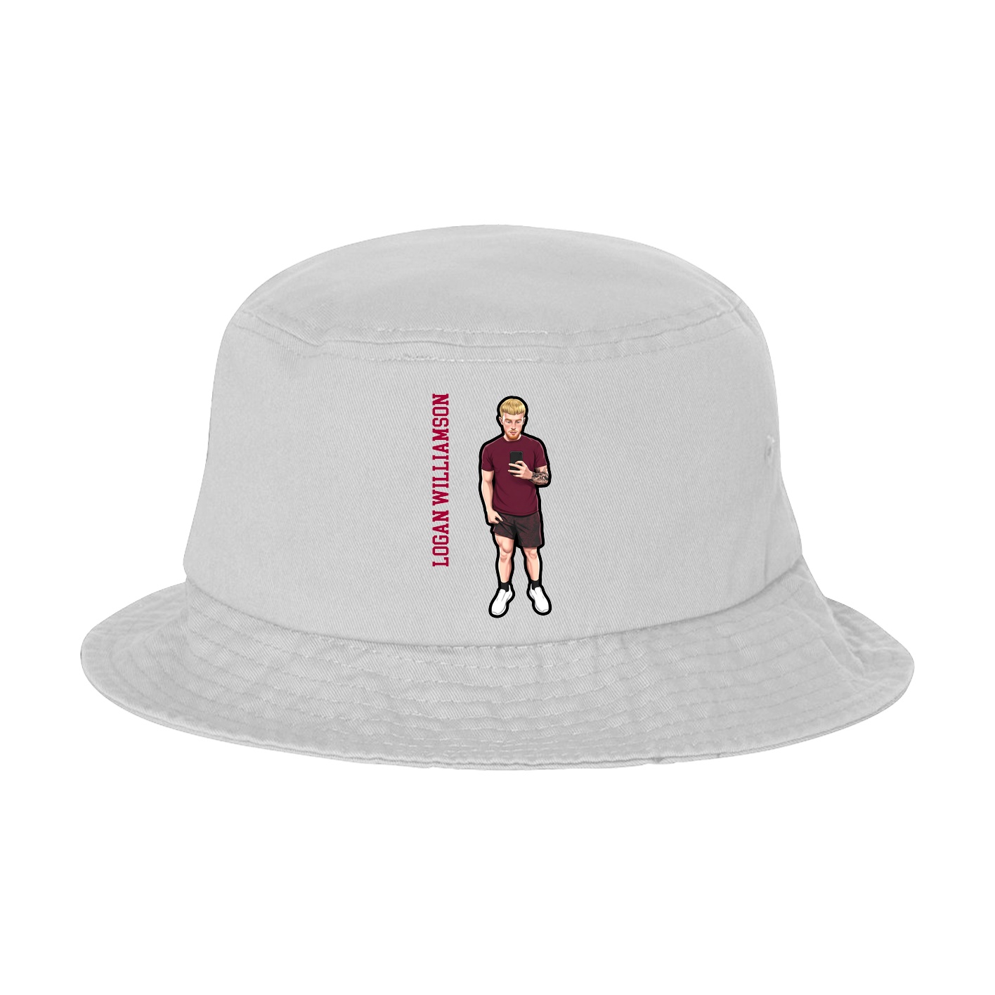Bucket Cap — Name Vertical in White