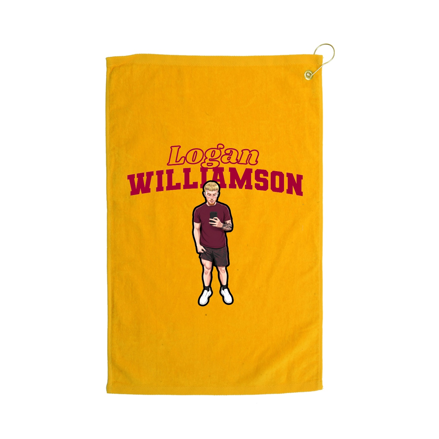 Golf Towel — Name Arch in Gold