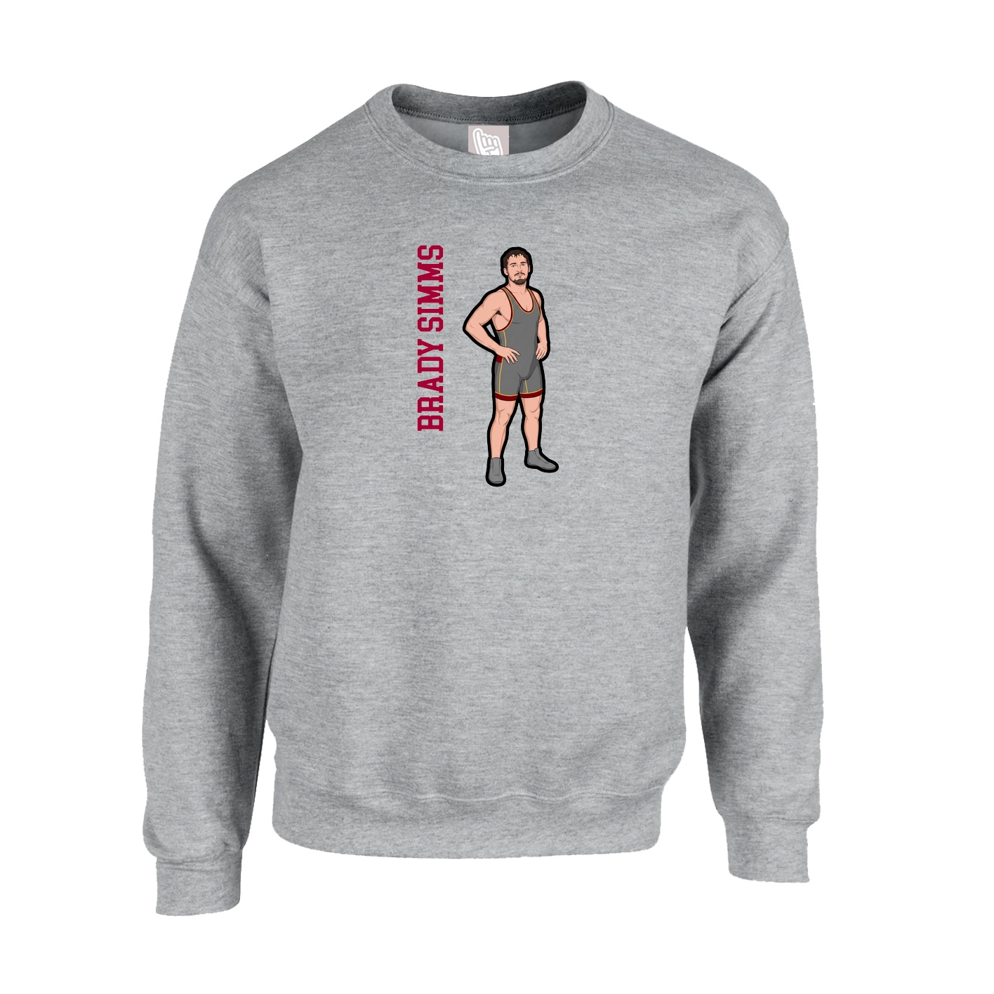 Fleece Crew — Name Vertical in Grey