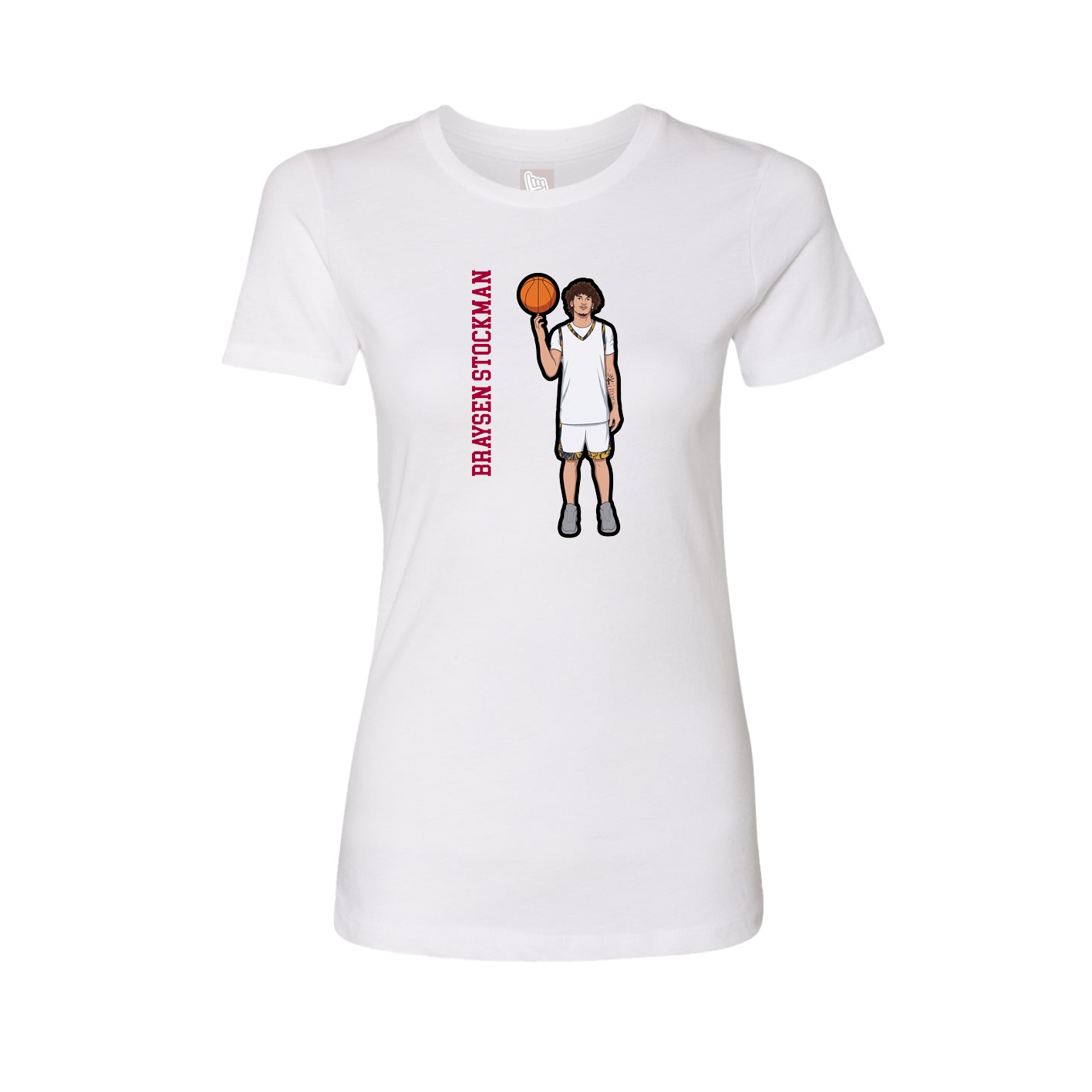 Fitted Women's Tee — Name Vertical in White