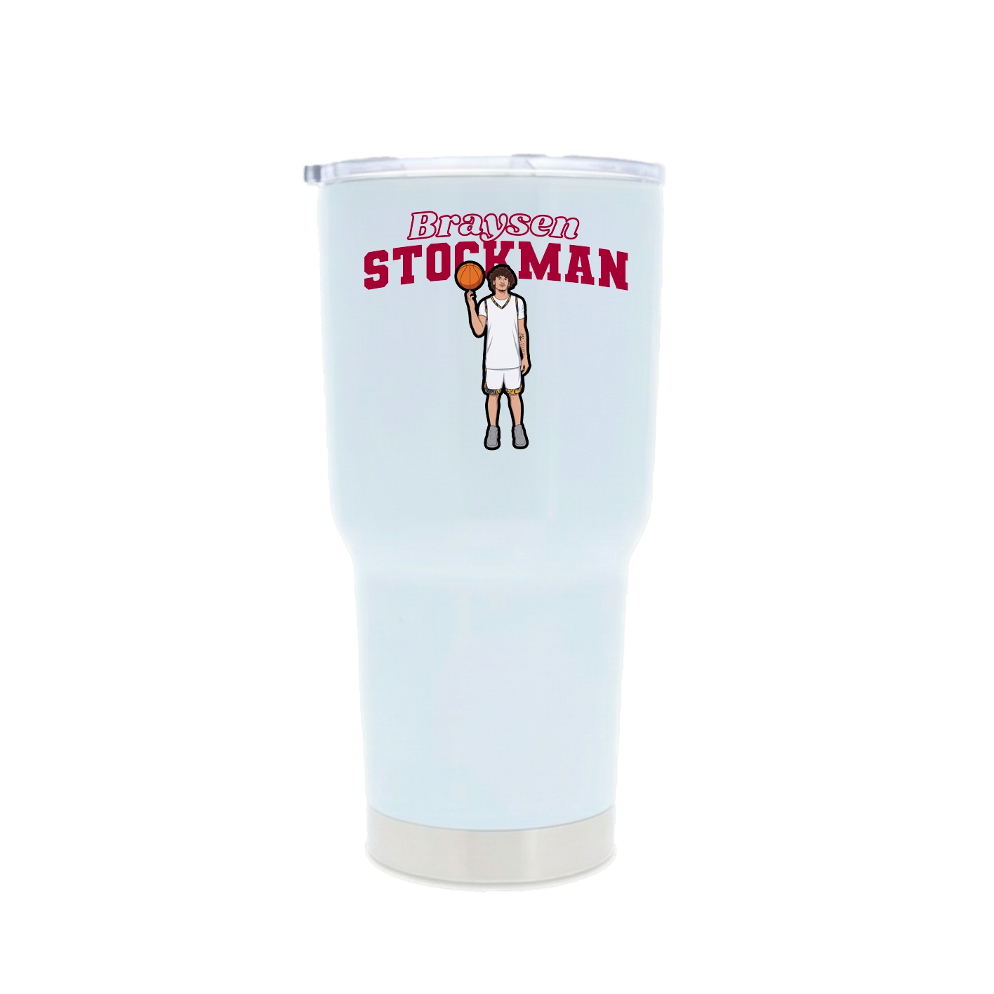 30oz Stainless Steel Tumbler — Name Arch in White