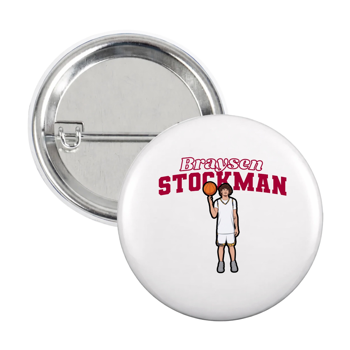 Game Day Button — Name Arch in White