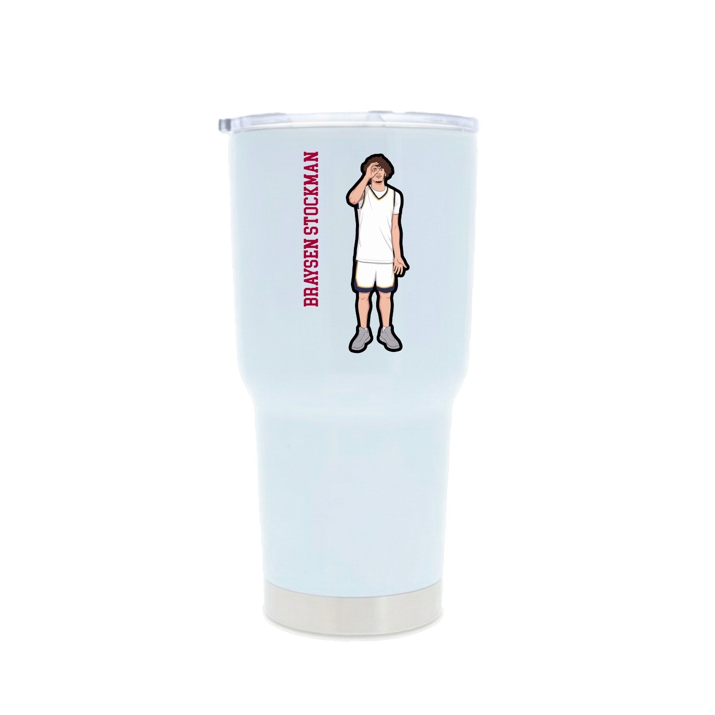 30oz Stainless Steel Tumbler — Name Vertical in White
