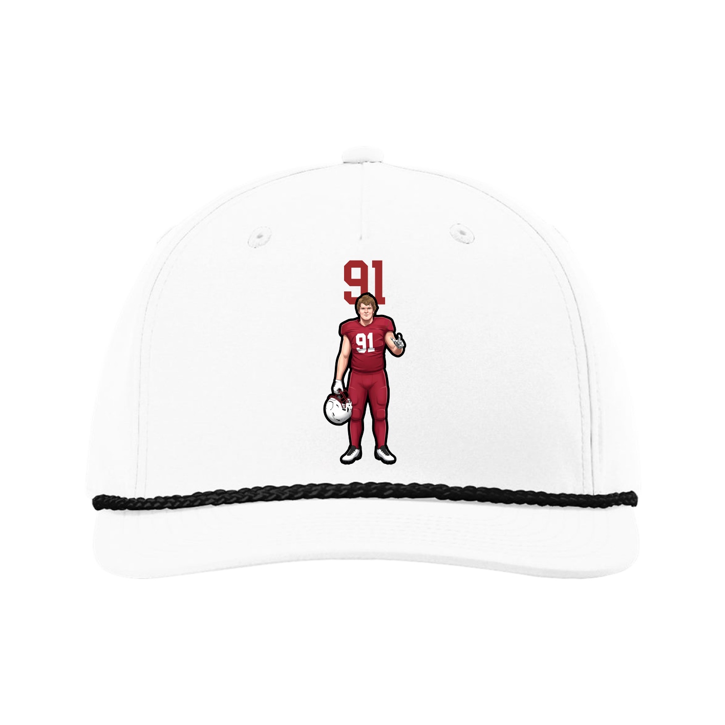 Five-Panel Classic Rope Cap — Number Top in White
