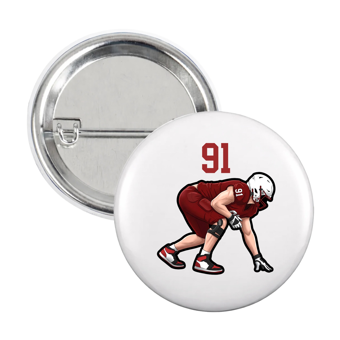 Game Day Button — Number Top in White