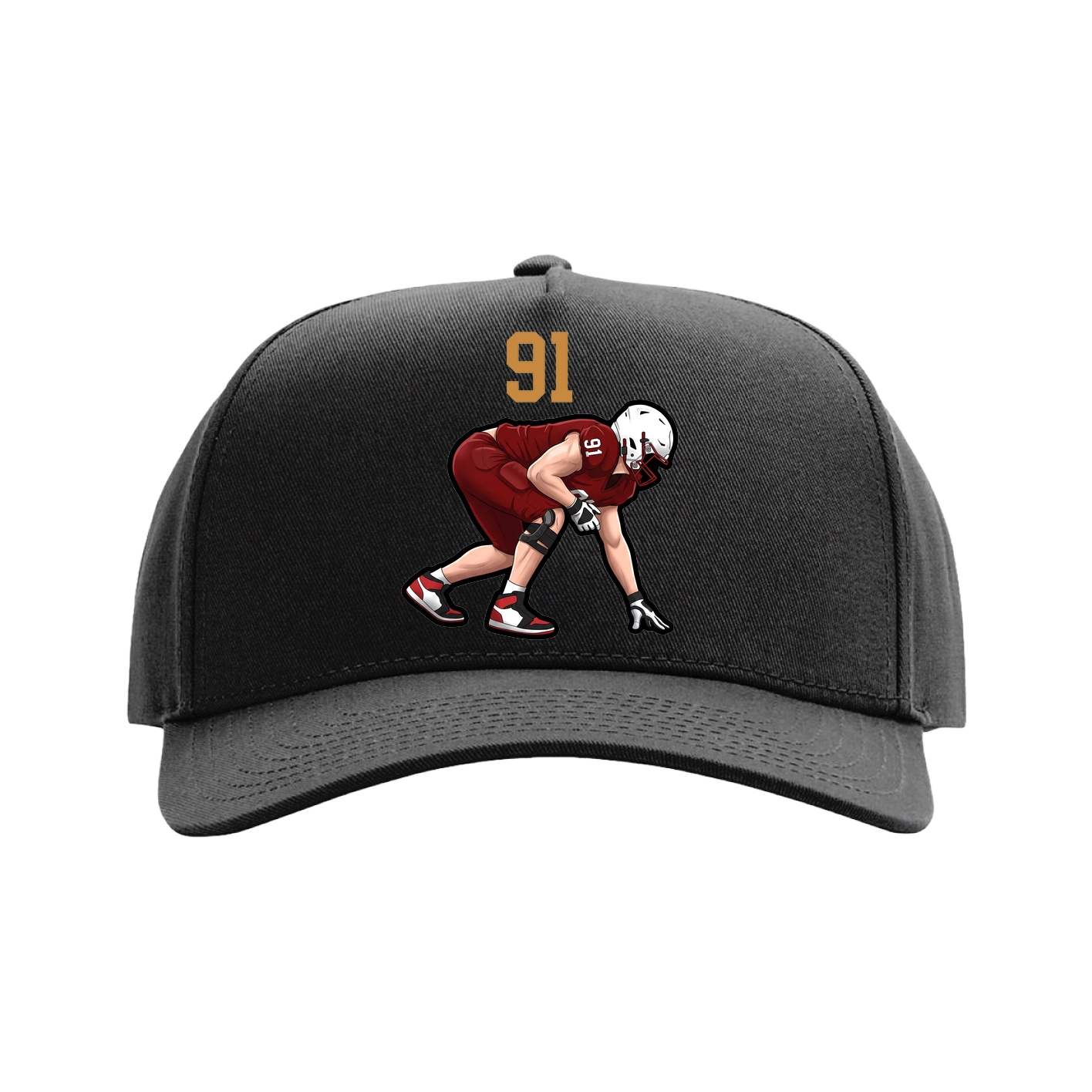 Full Fabric Five-Panel Champ Cap — Number Top in Black