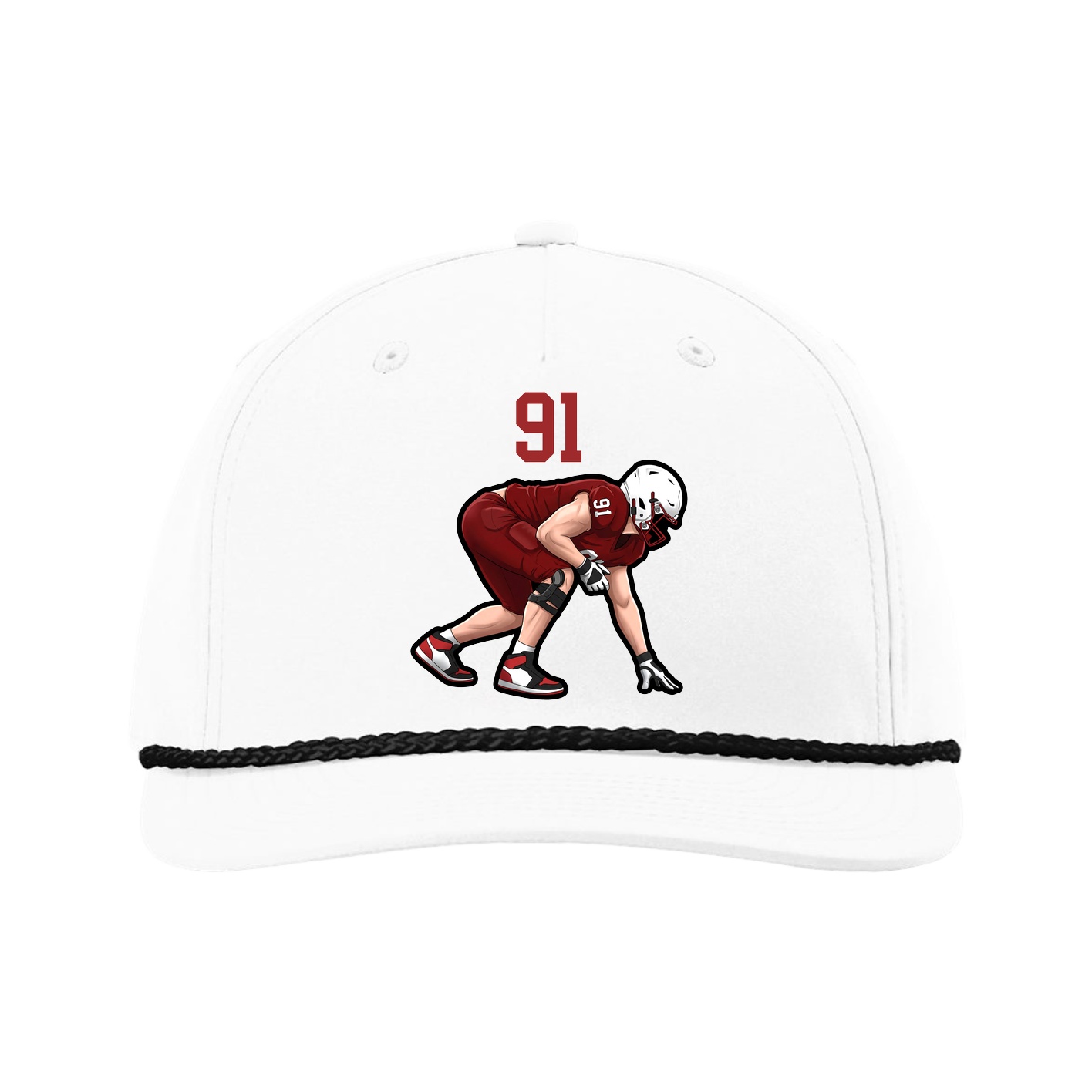 Five-Panel Classic Rope Cap — Number Top in White