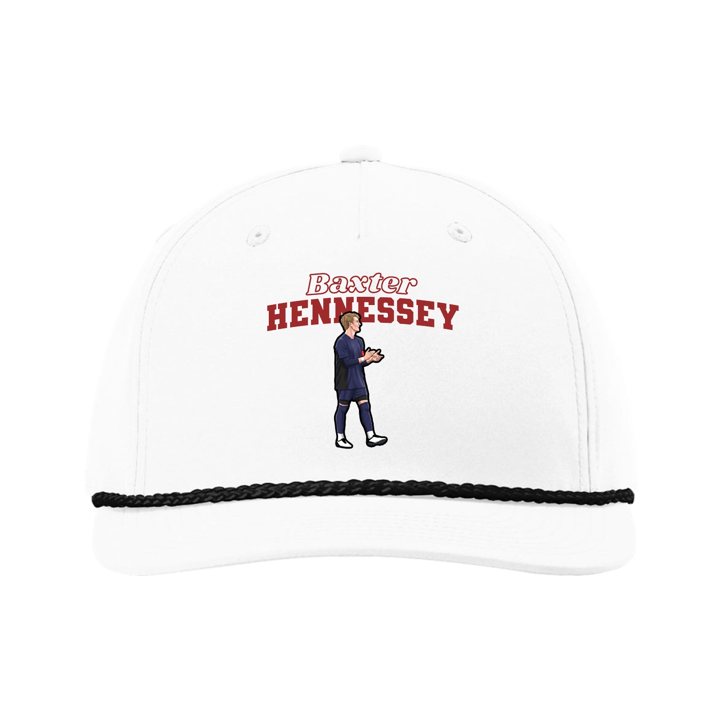Five-Panel Classic Rope Cap — Name Arch in White