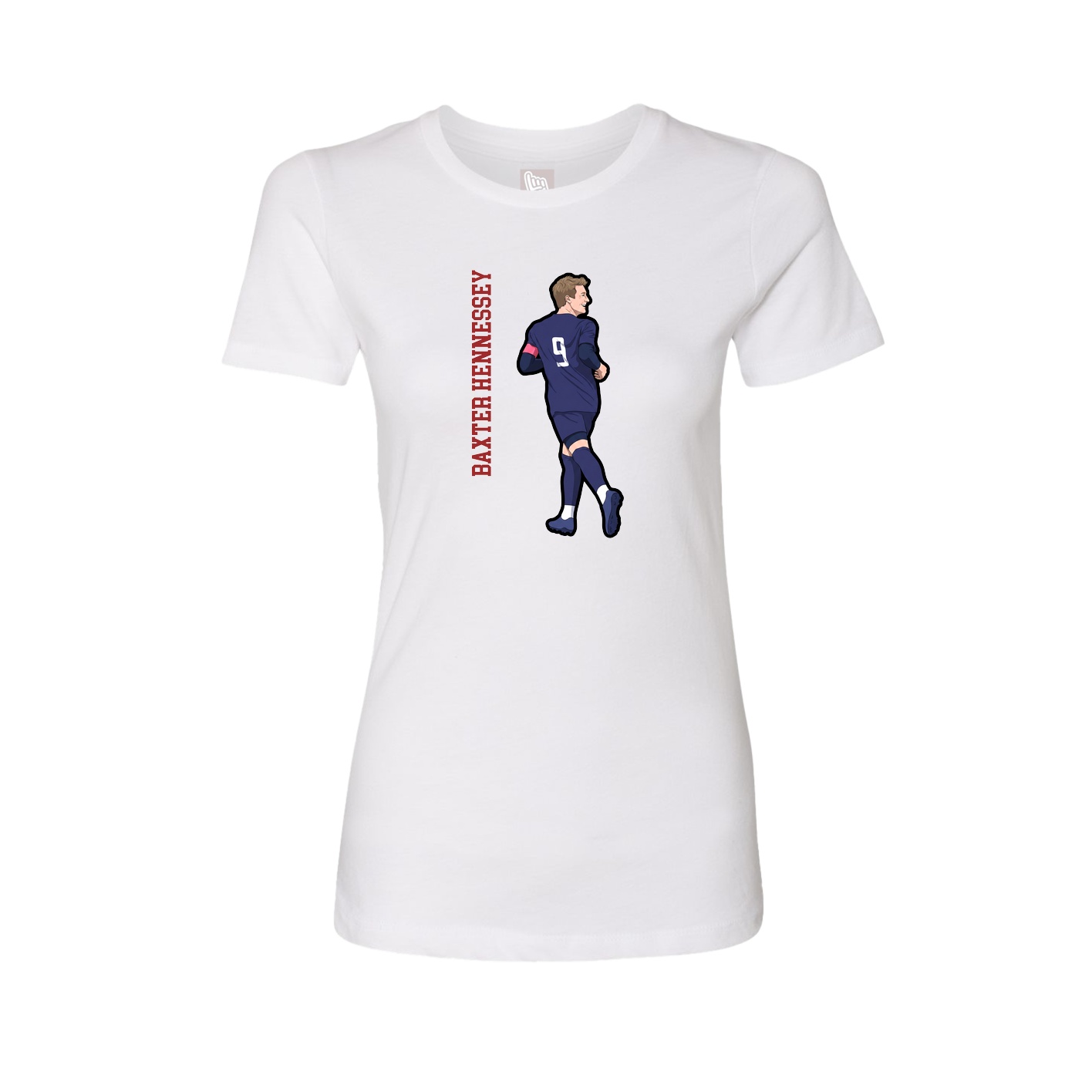 Fitted Women's Tee — Name Vertical in White
