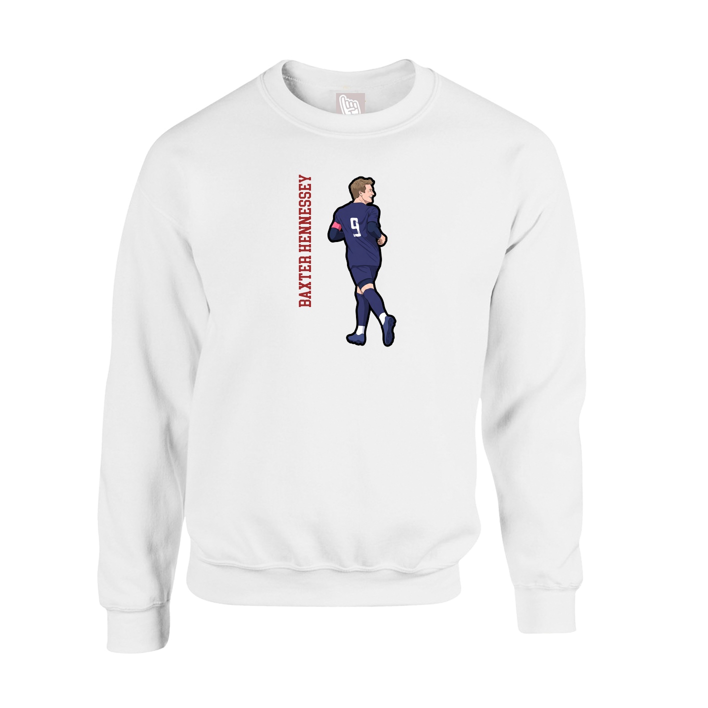 Fleece Crew — Name Vertical in White