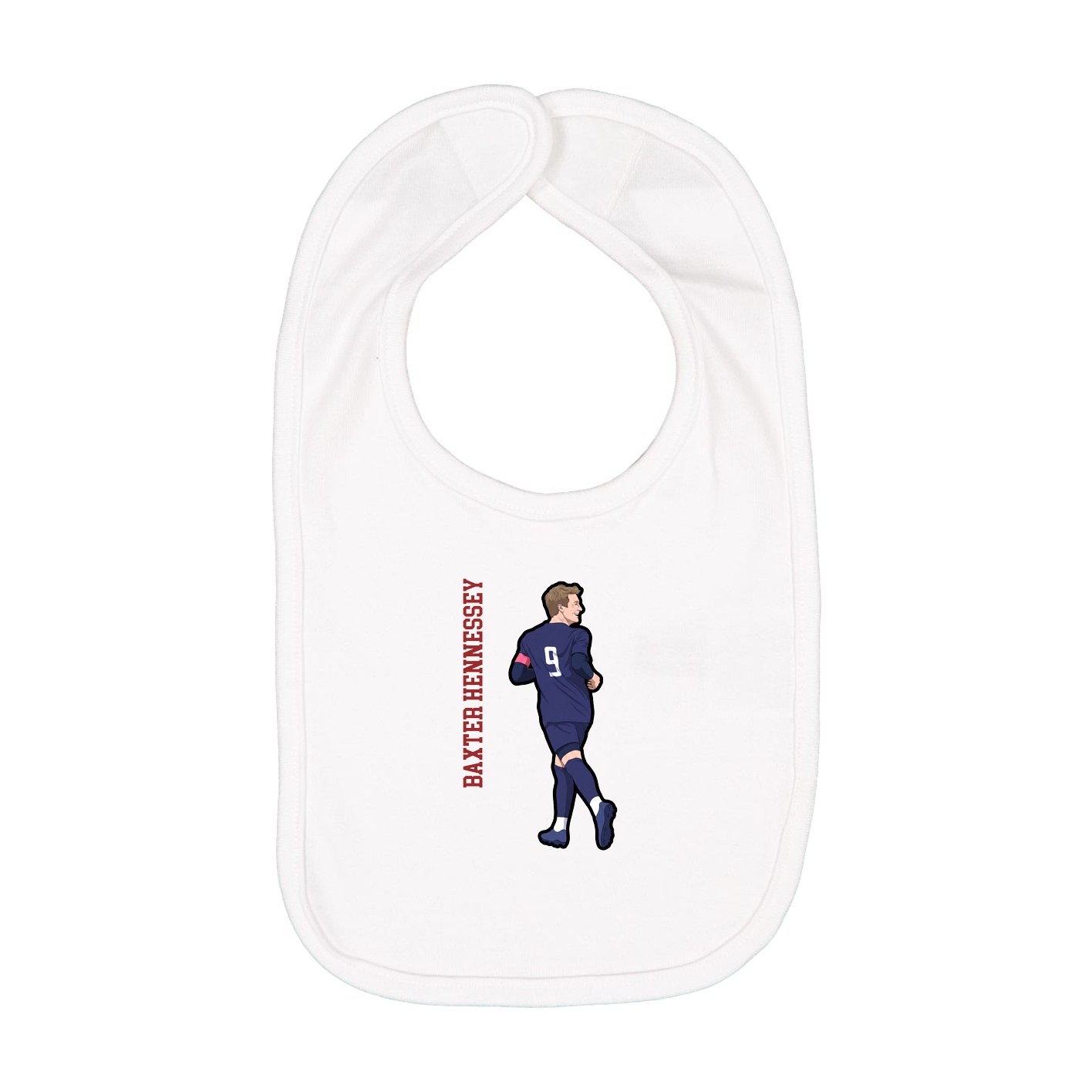Infant Bib — Name Vertical in White