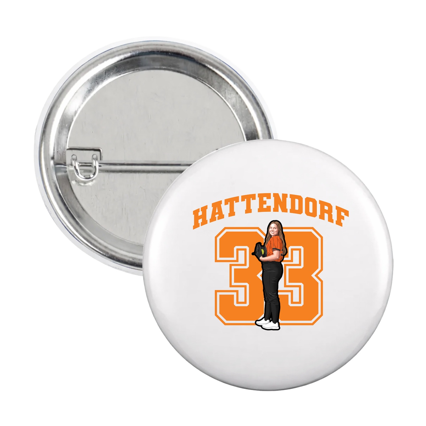 Game Day Button — Number in White