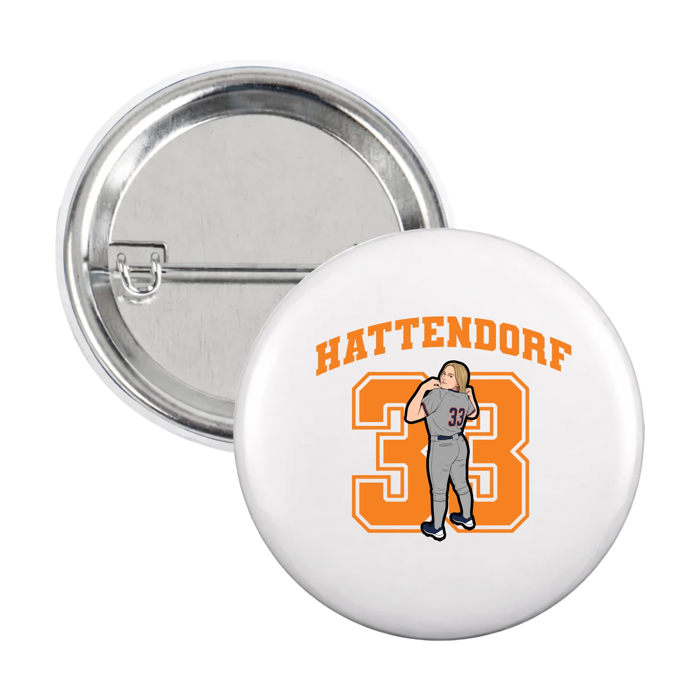 Game Day Button — Number in White