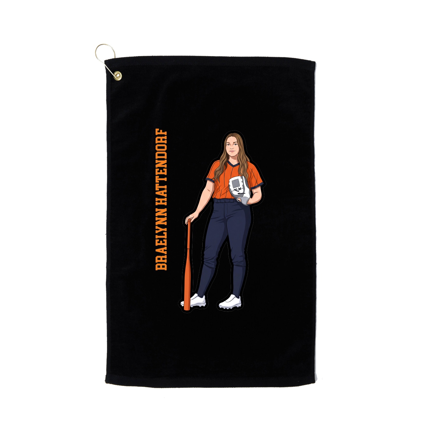 Golf Towel — Name Vertical in Black