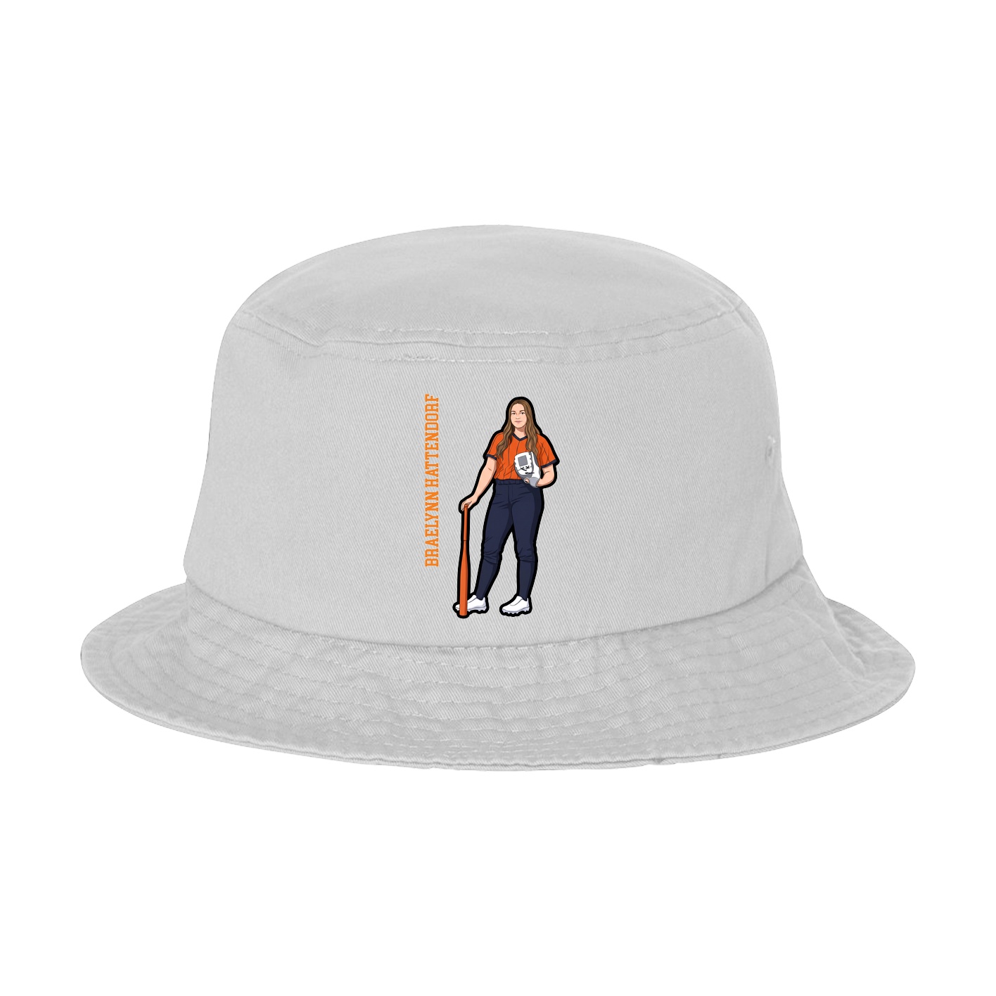 Bucket Cap — Name Vertical in White