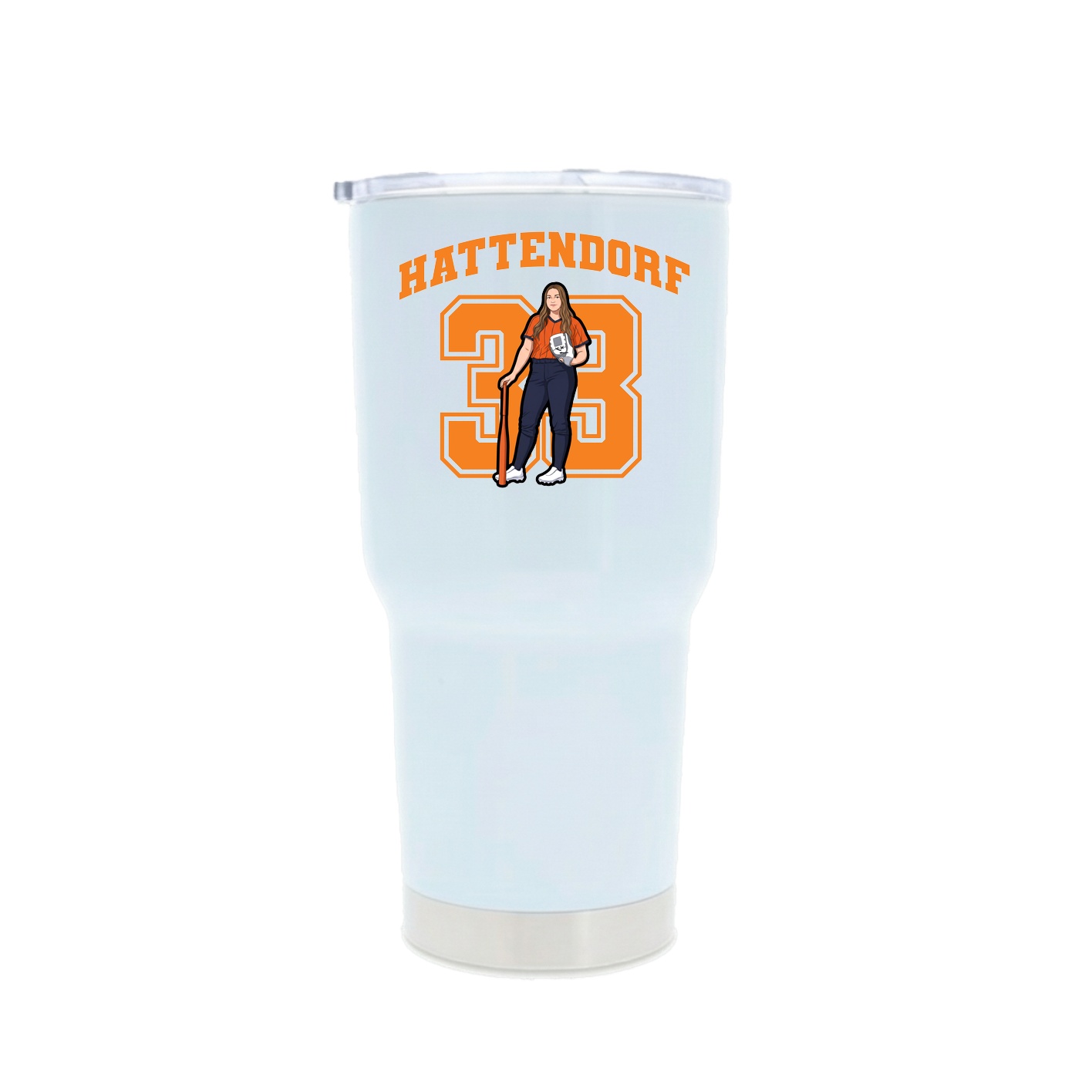 30oz Stainless Steel Tumbler — Number in White