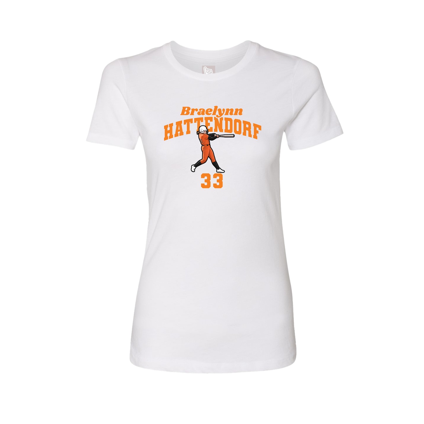 Fitted Women's Tee — Signature Arch in White