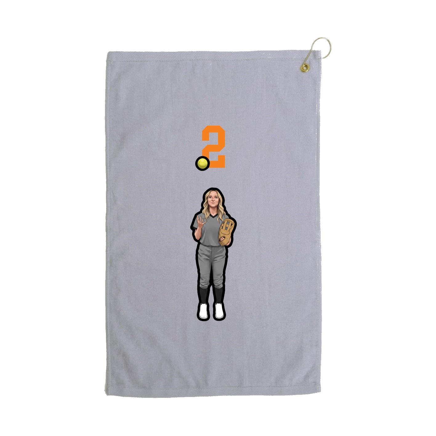 Golf Towel — Number Top in Grey