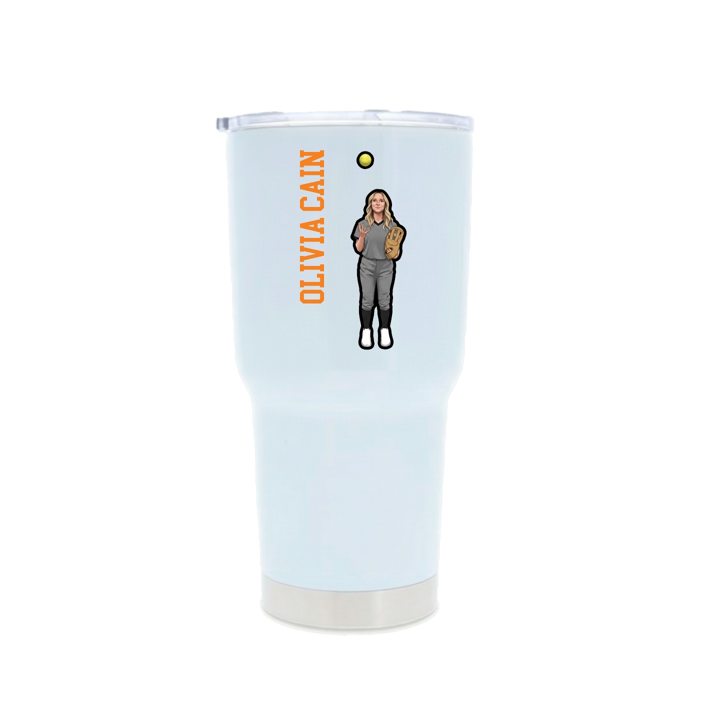 30oz Stainless Steel Tumbler — Name Vertical in White