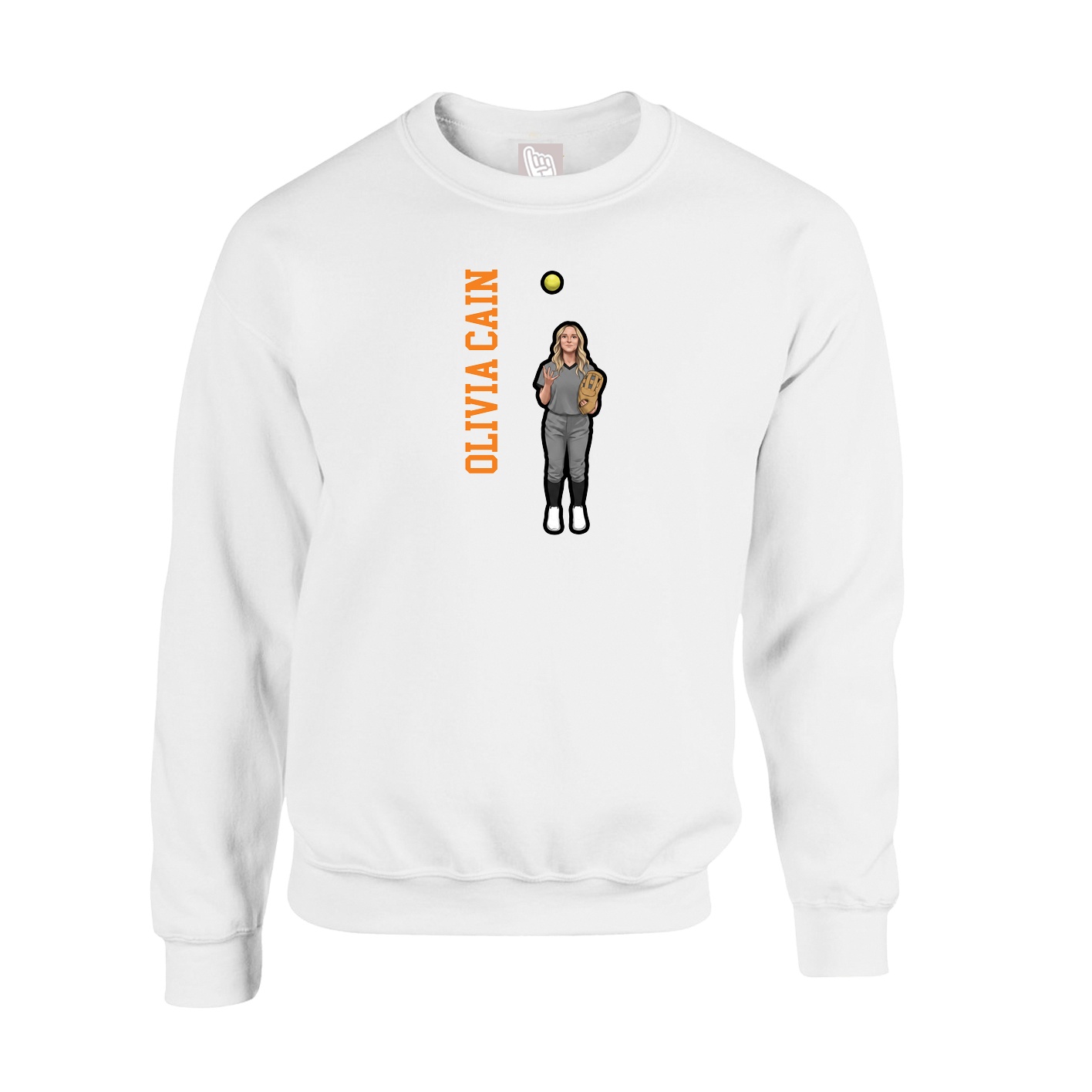 Fleece Crew — Name Vertical in White