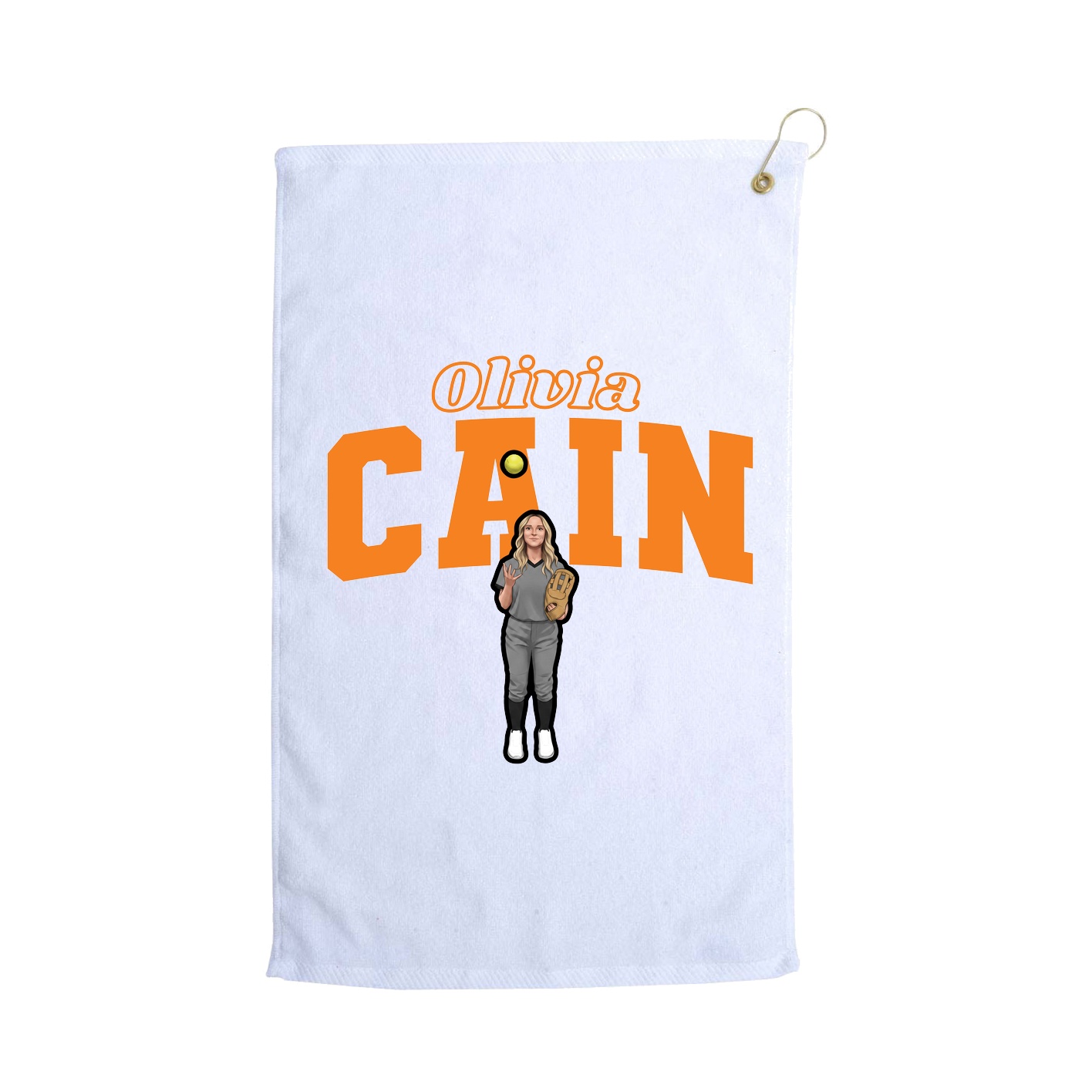 Golf Towel — Name Arch in White