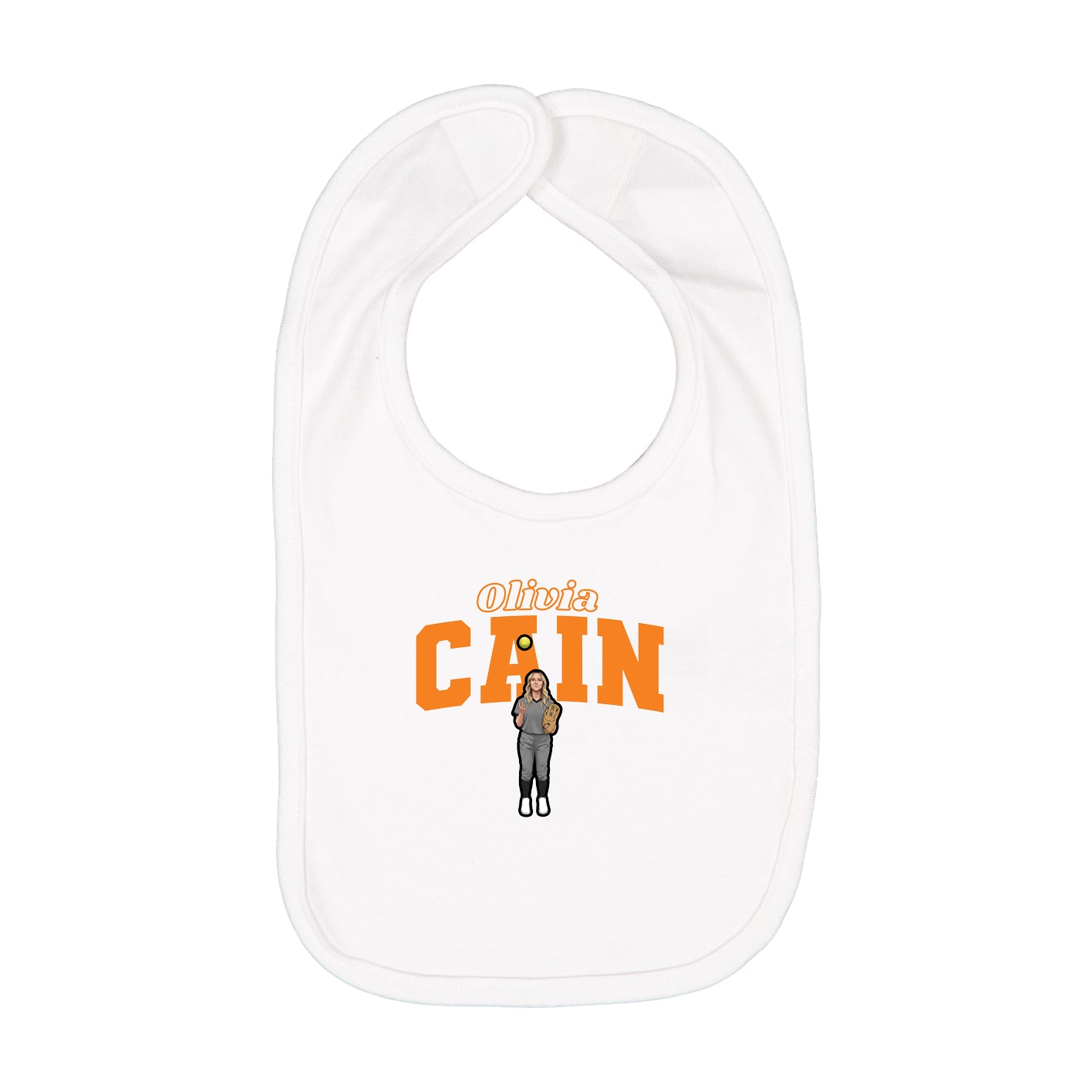 Infant Bib — Name Arch in White