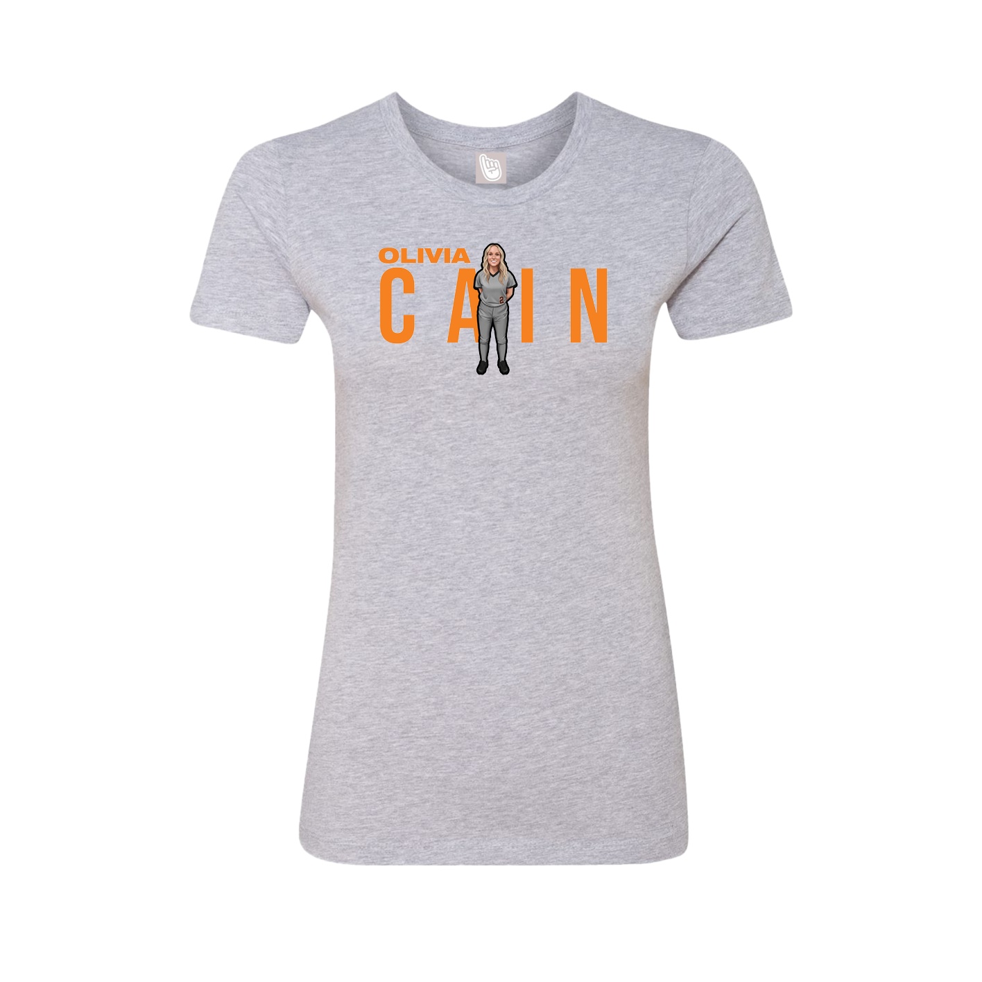 Fitted Women's Tee — Player Name in Grey