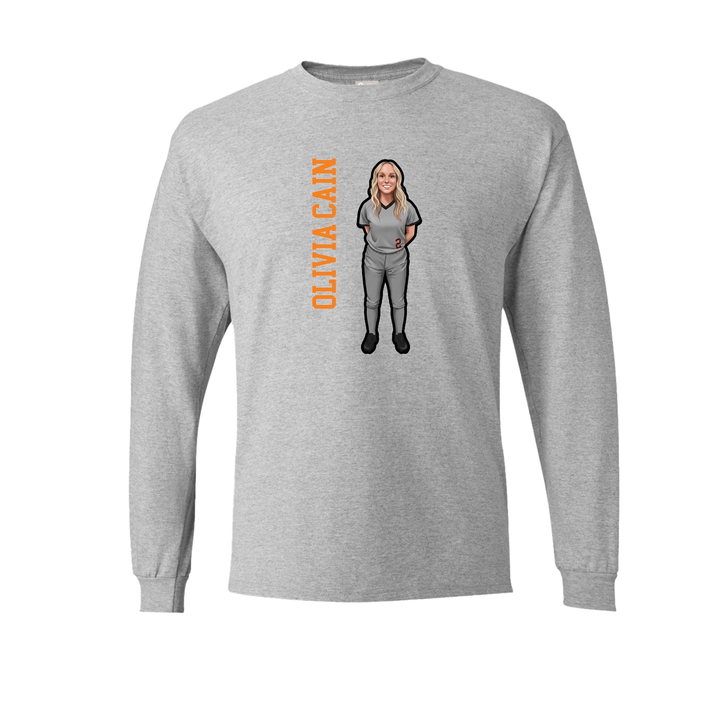 Long Sleeve Tee — Name Vertical in Grey