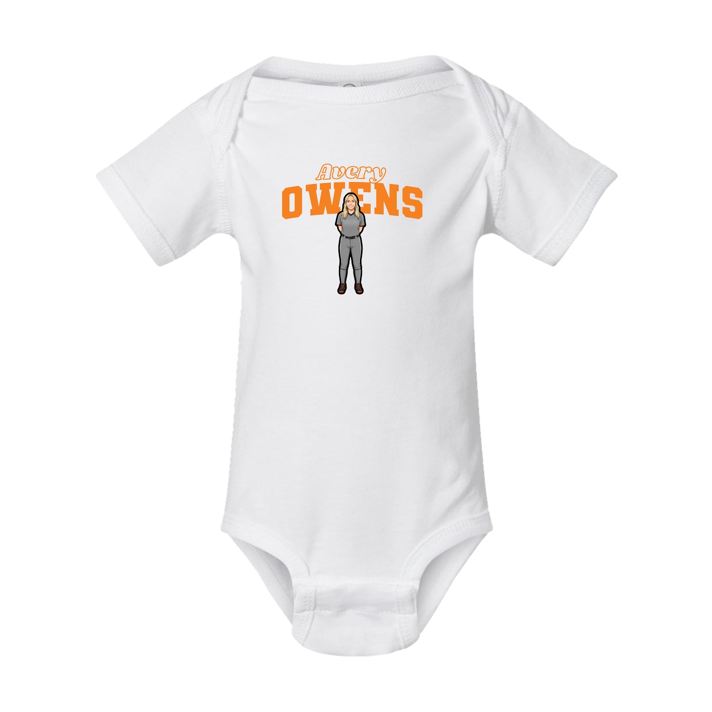 Baby Onesie — Name Arch in White