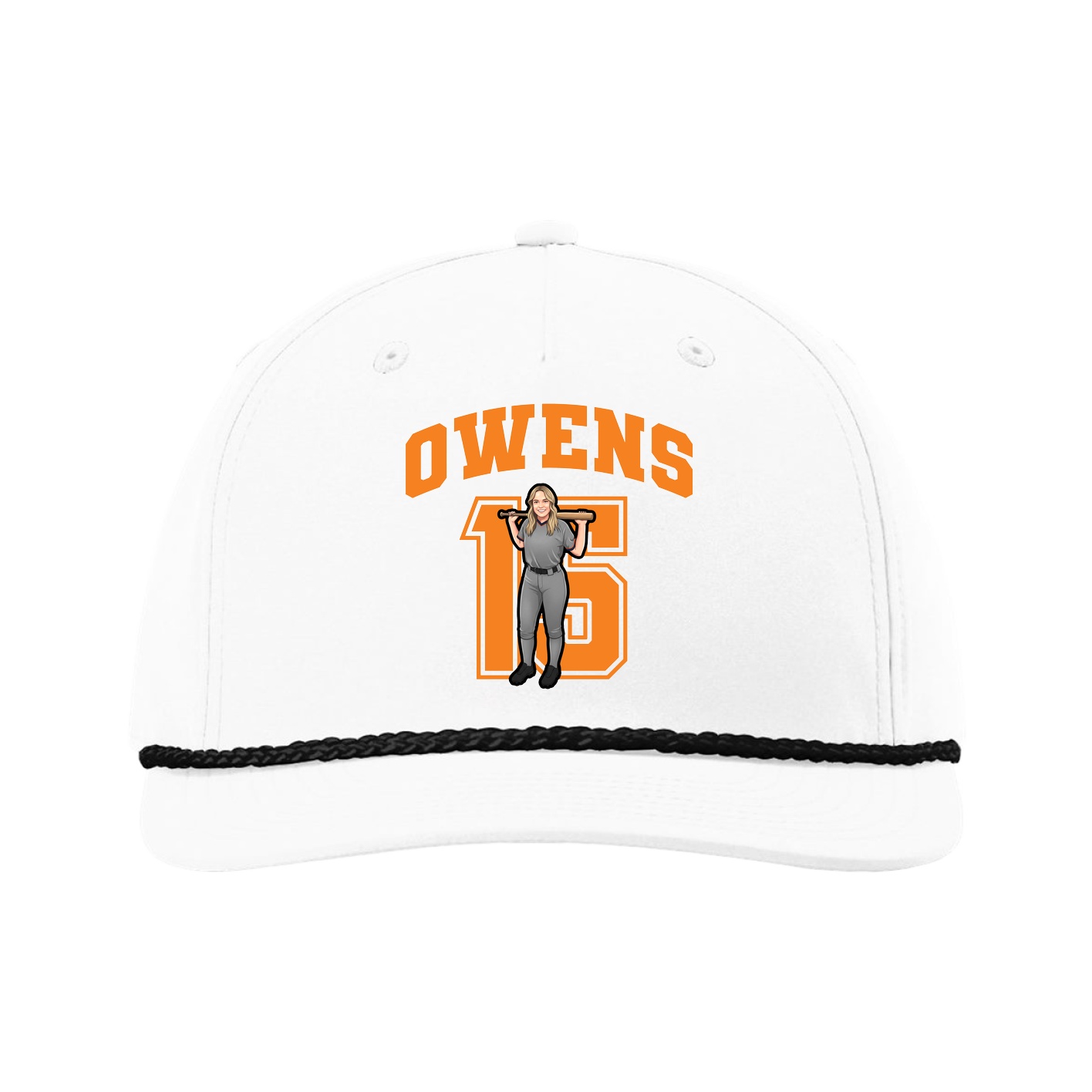 Five-Panel Classic Rope Cap — Number in White